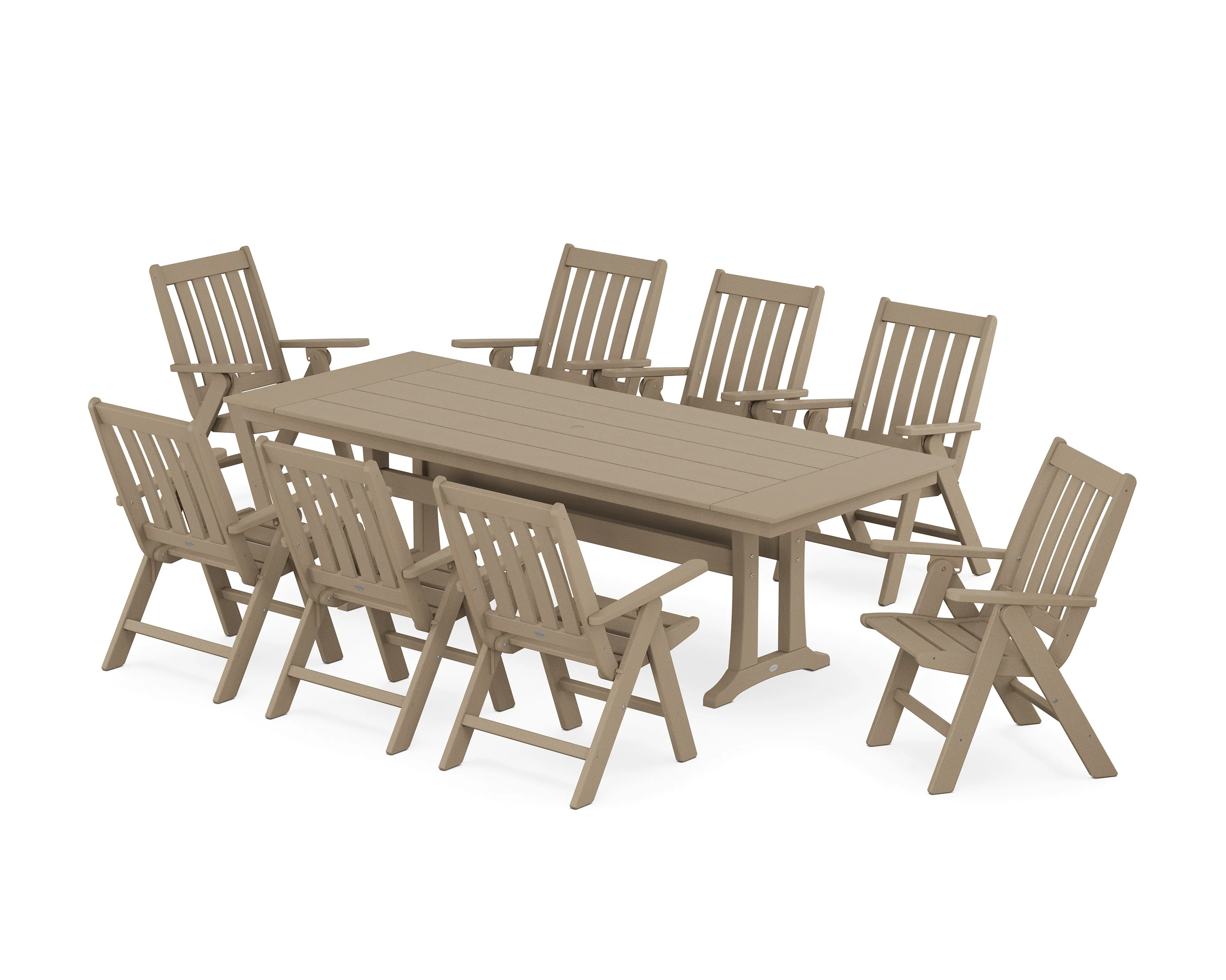 Vineyard Folding 9-Piece Farmhouse Dining Set with Trestle Legs - Image 6