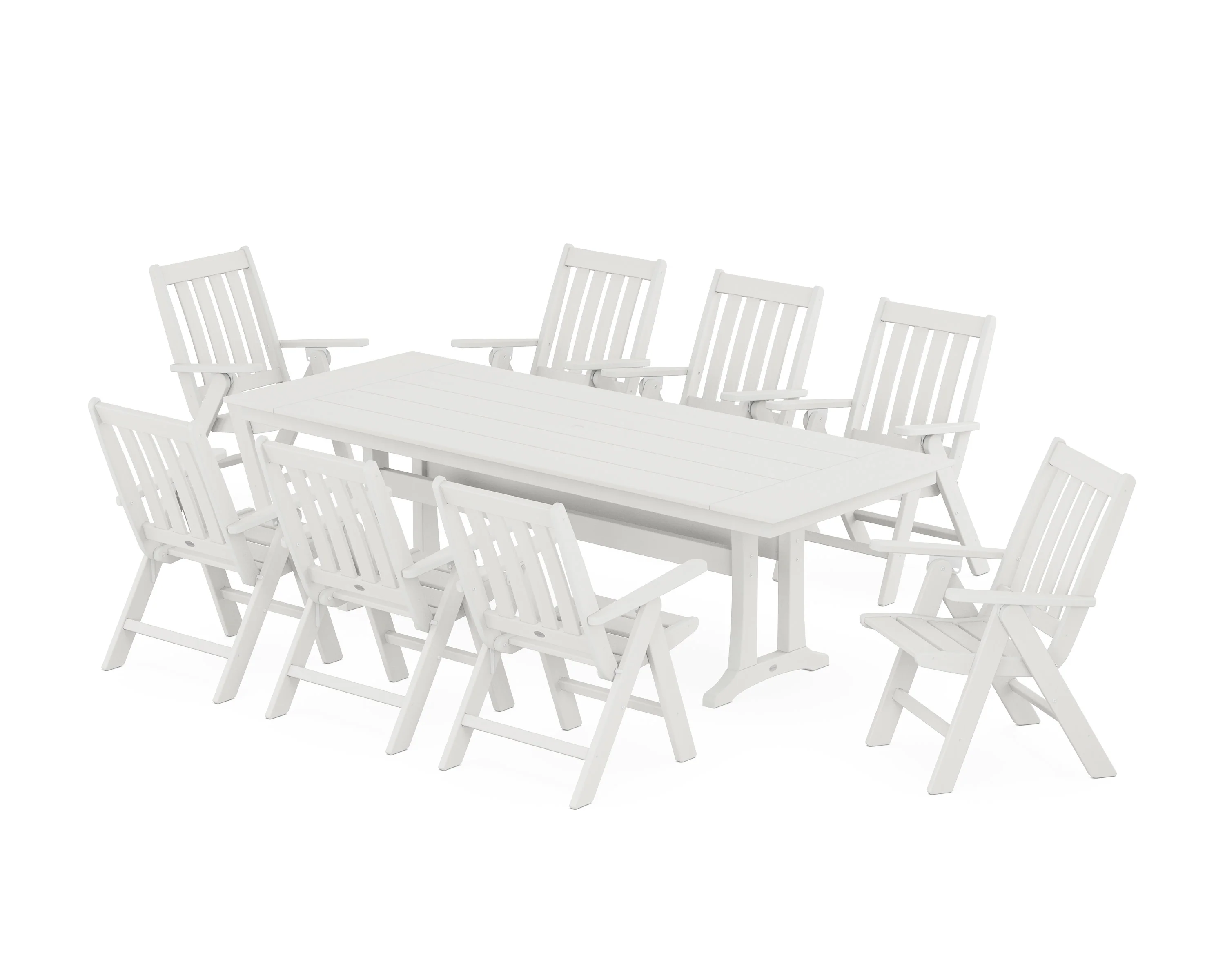 Vineyard Folding 9-Piece Farmhouse Dining Set with Trestle Legs - Image 7