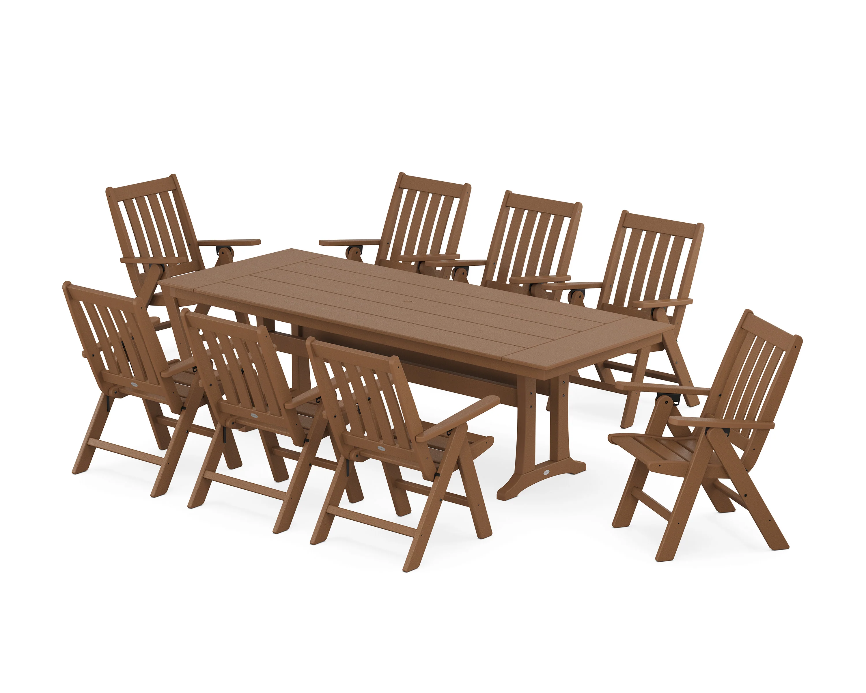 Vineyard Folding 9-Piece Farmhouse Dining Set with Trestle Legs - Image 8