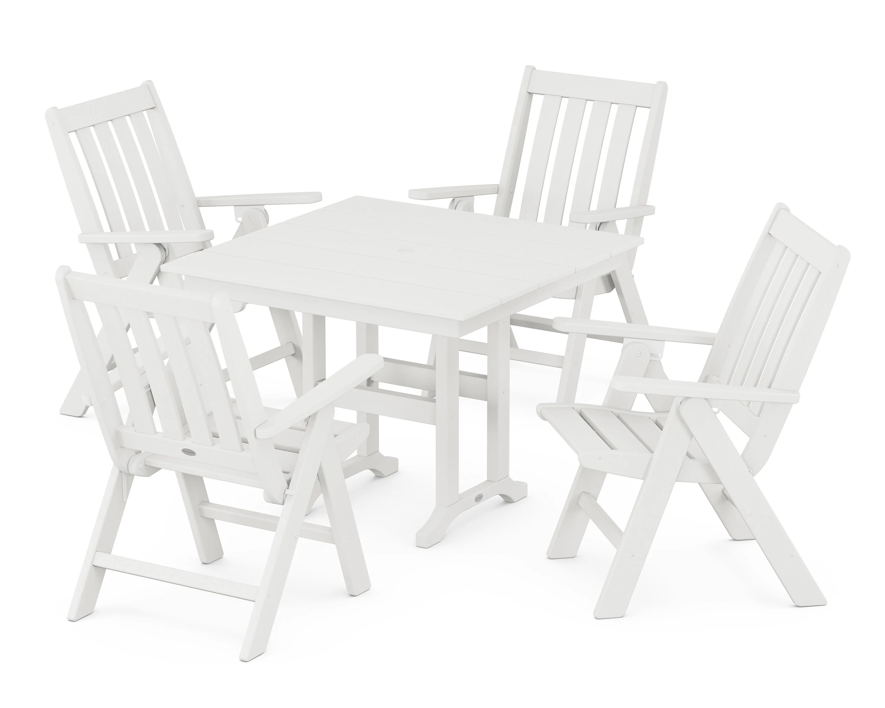 Vineyard Folding Chair 5-Piece Farmhouse Dining Set - Image 10