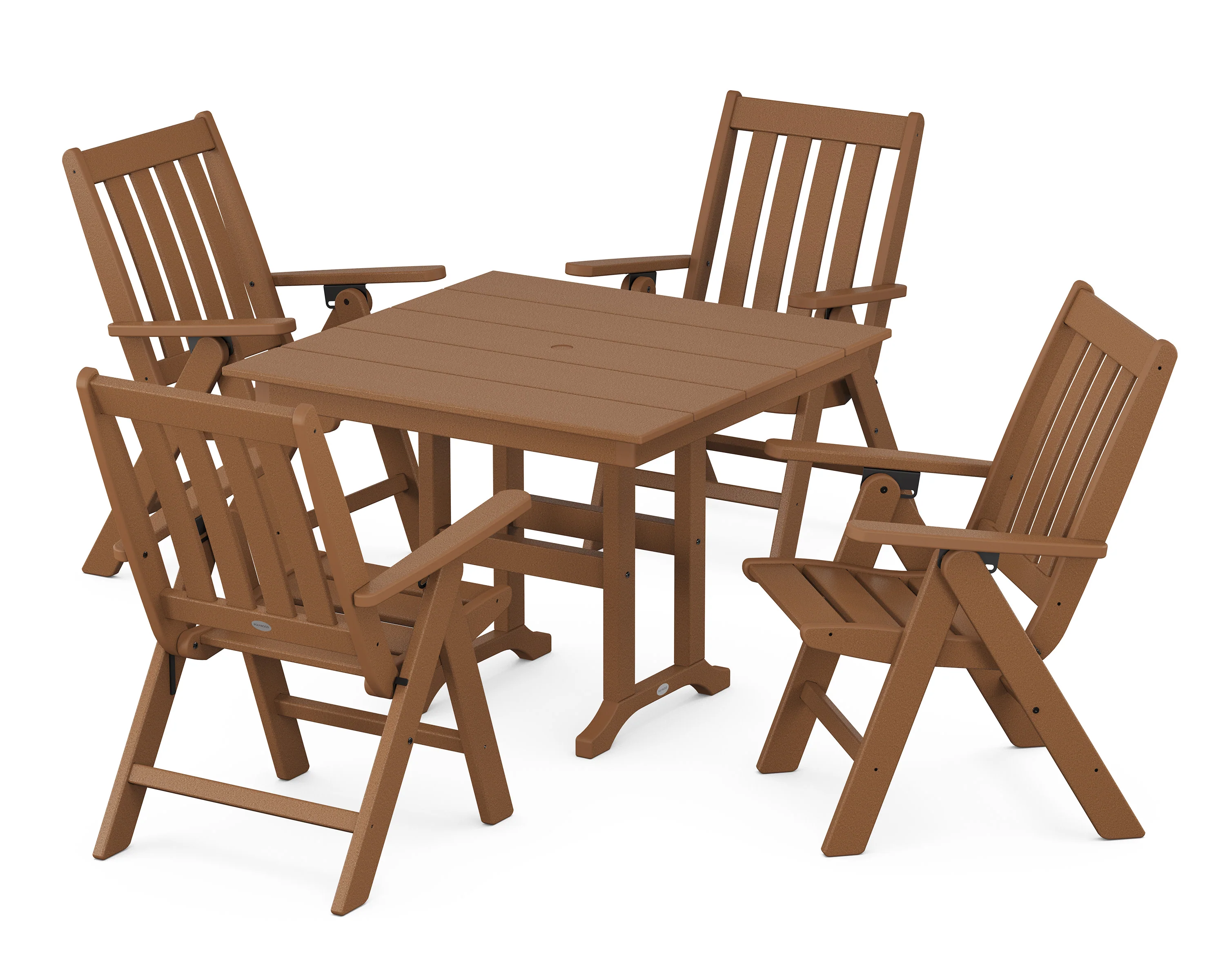 Vineyard Folding Chair 5-Piece Farmhouse Dining Set - Image 11