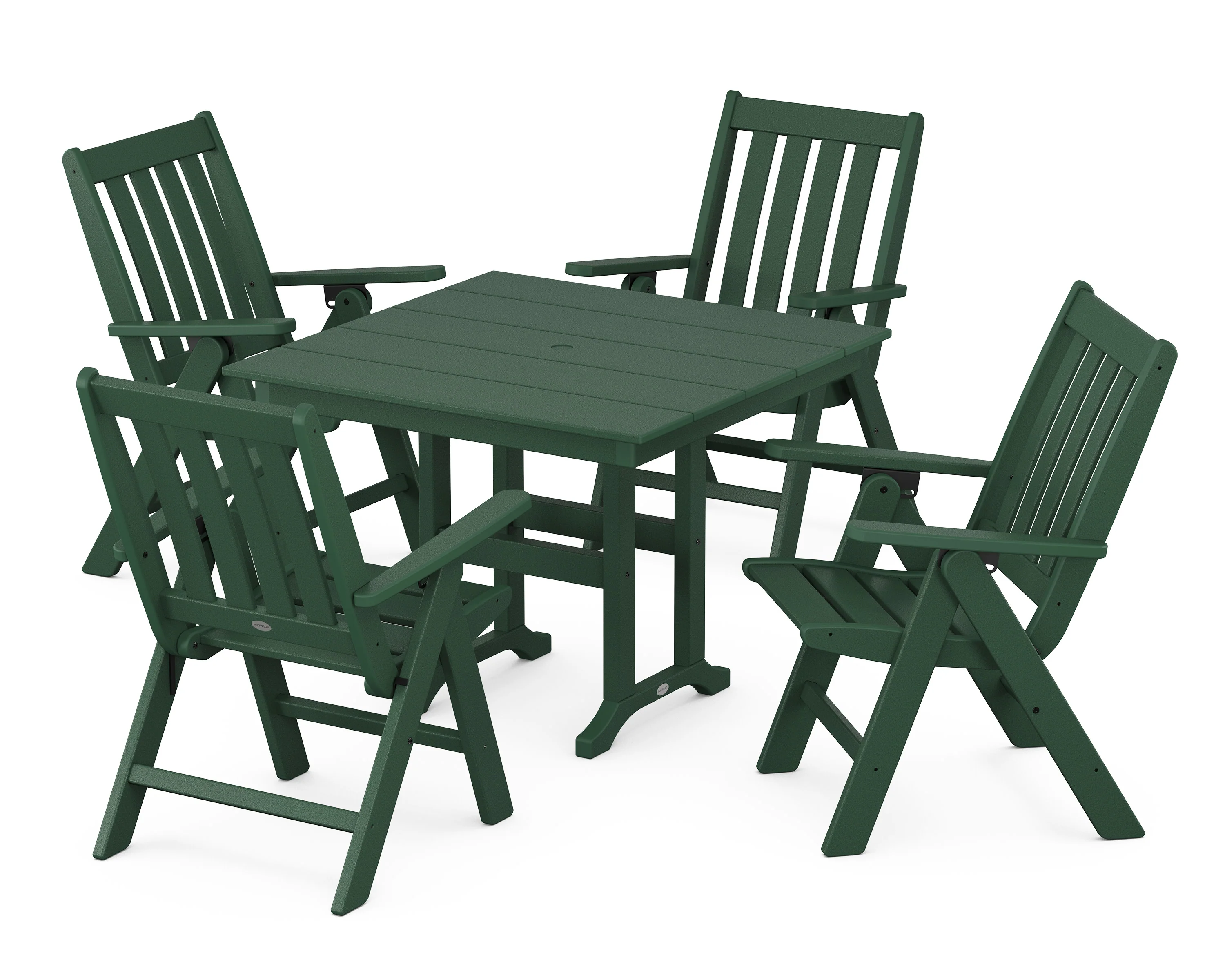 Vineyard Folding Chair 5-Piece Farmhouse Dining Set - Image 3