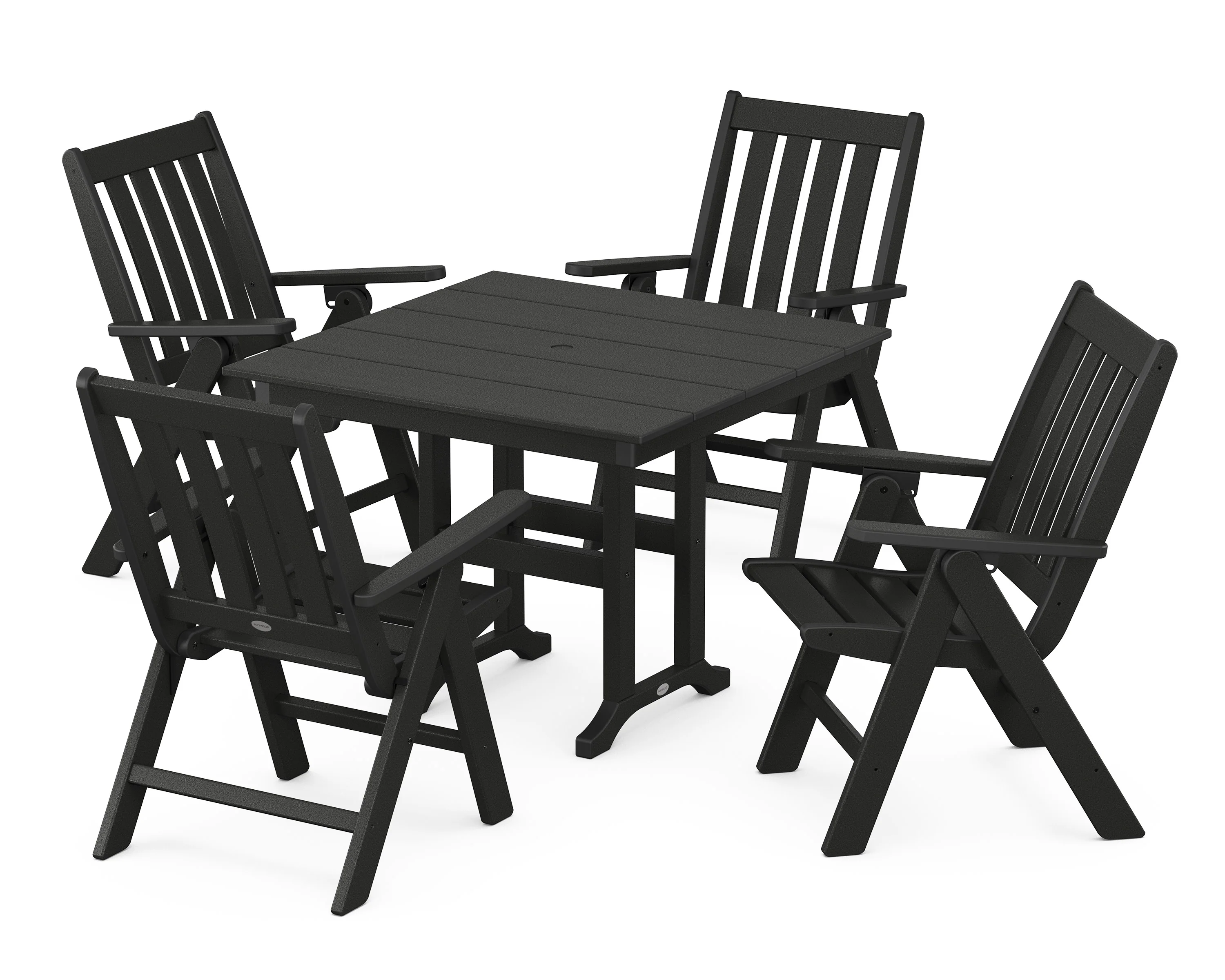 Vineyard Folding Chair 5-Piece Farmhouse Dining Set - Image 4