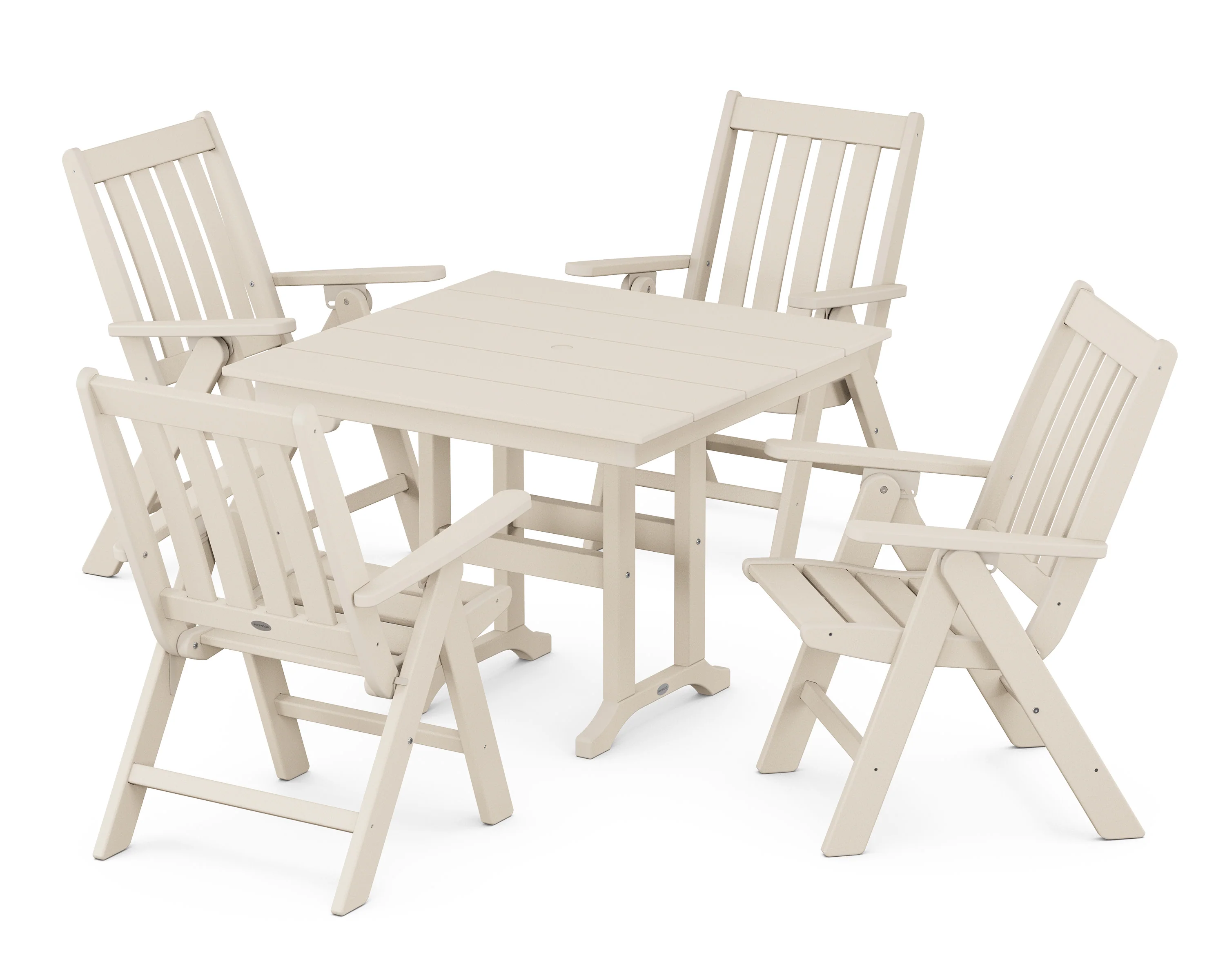 Vineyard Folding Chair 5-Piece Farmhouse Dining Set - Image 5