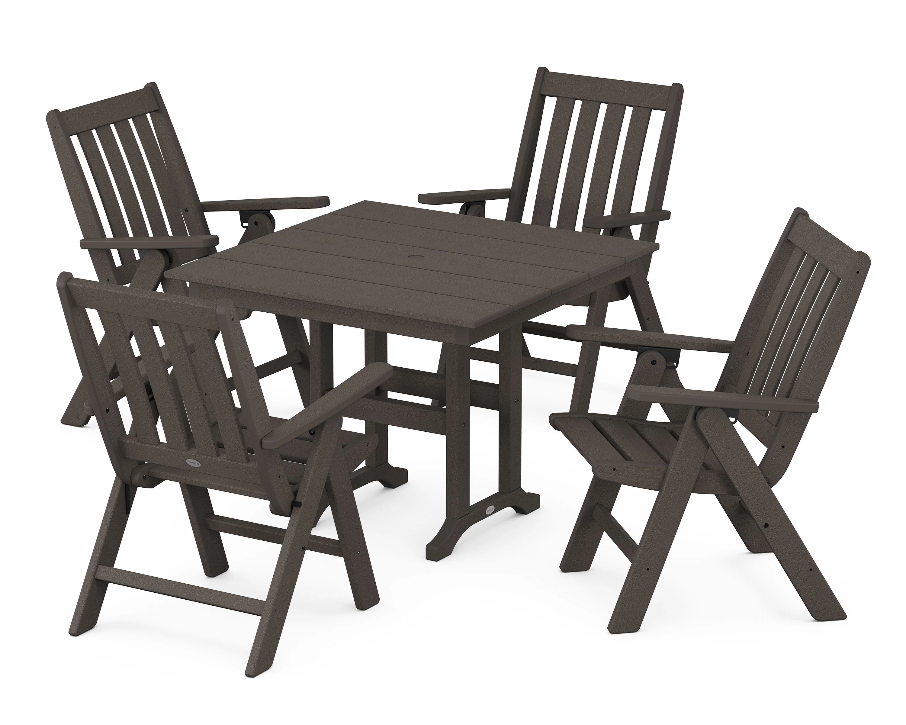Vineyard Folding Chair 5-Piece Farmhouse Dining Set - Image 6