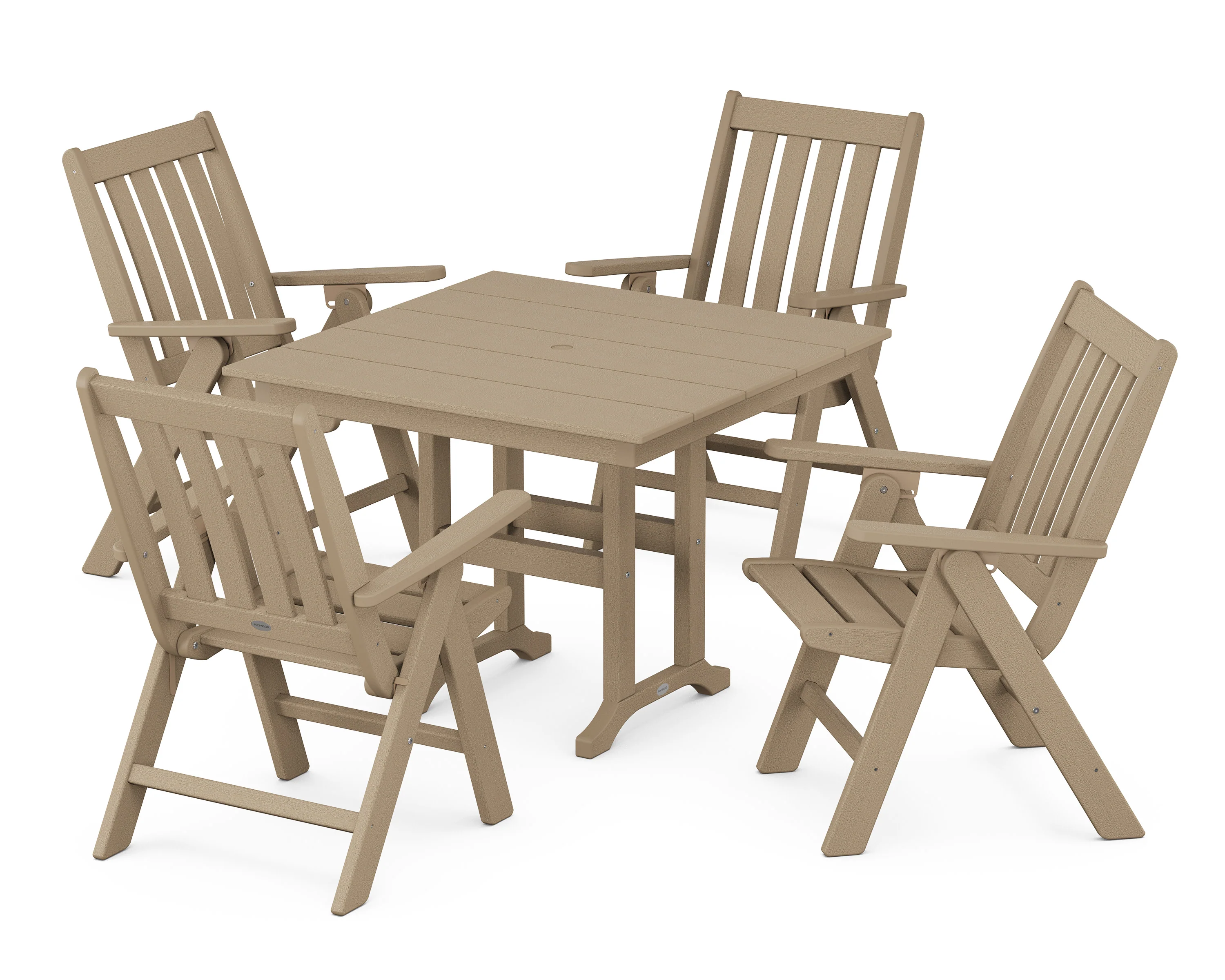 Vineyard Folding Chair 5-Piece Farmhouse Dining Set - Image 7
