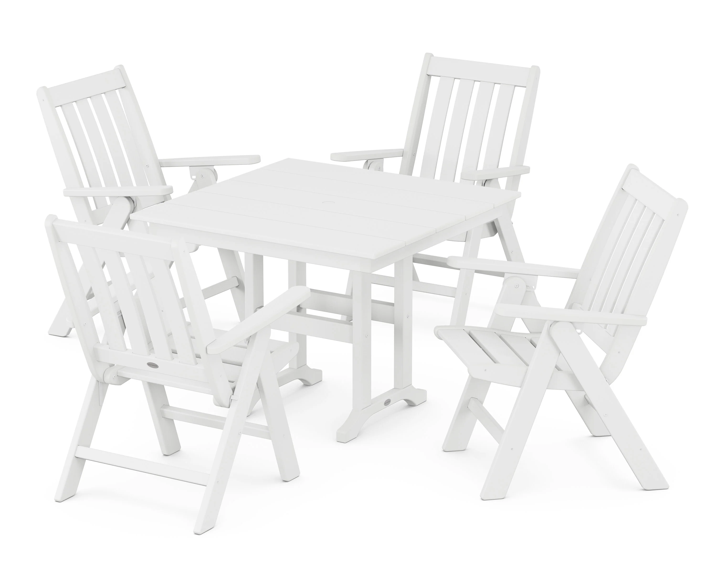 Vineyard Folding Chair 5-Piece Farmhouse Dining Set - Image 9