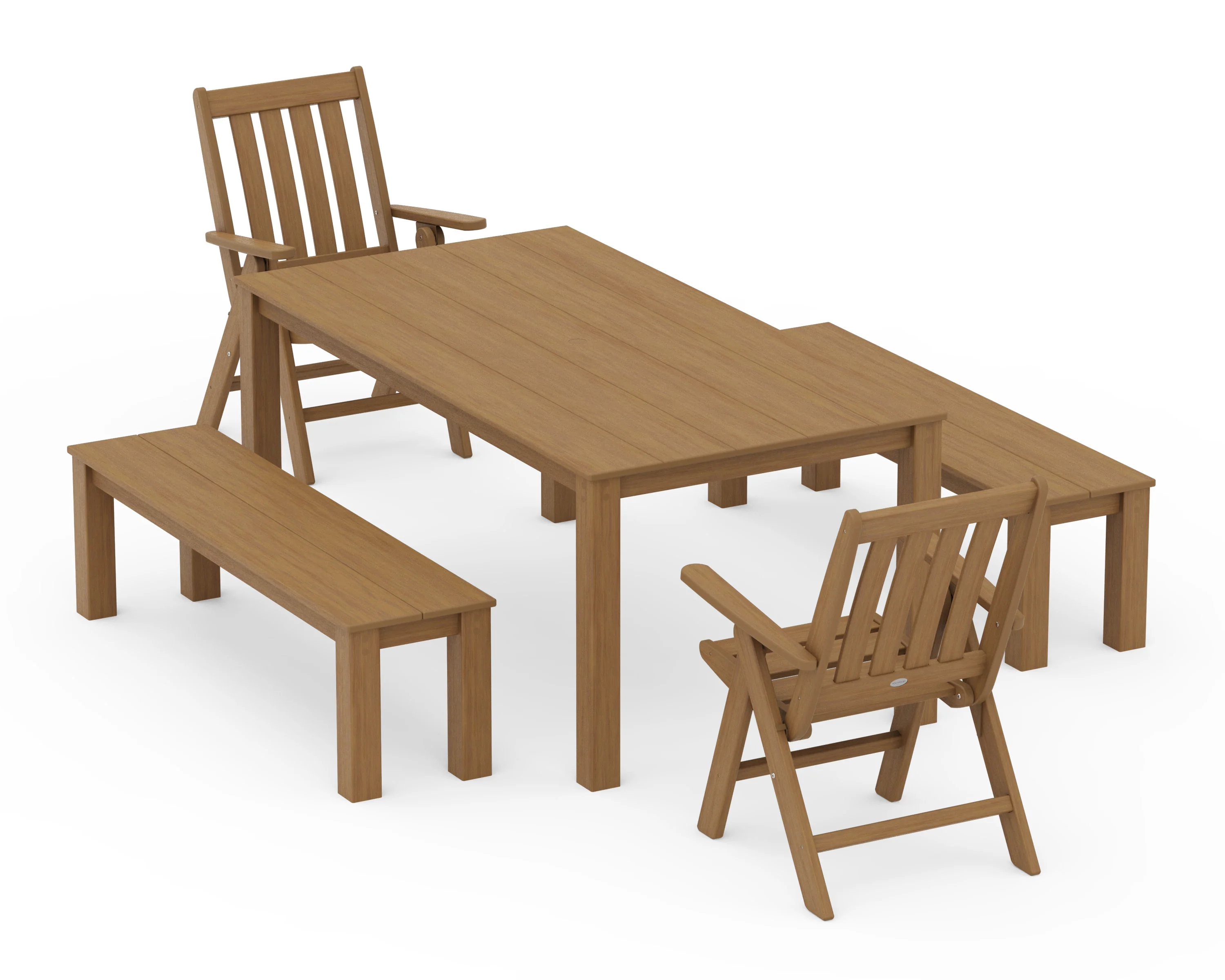 Vineyard Folding Chair 5-Piece Parsons Dining Set with Benches - Image 10