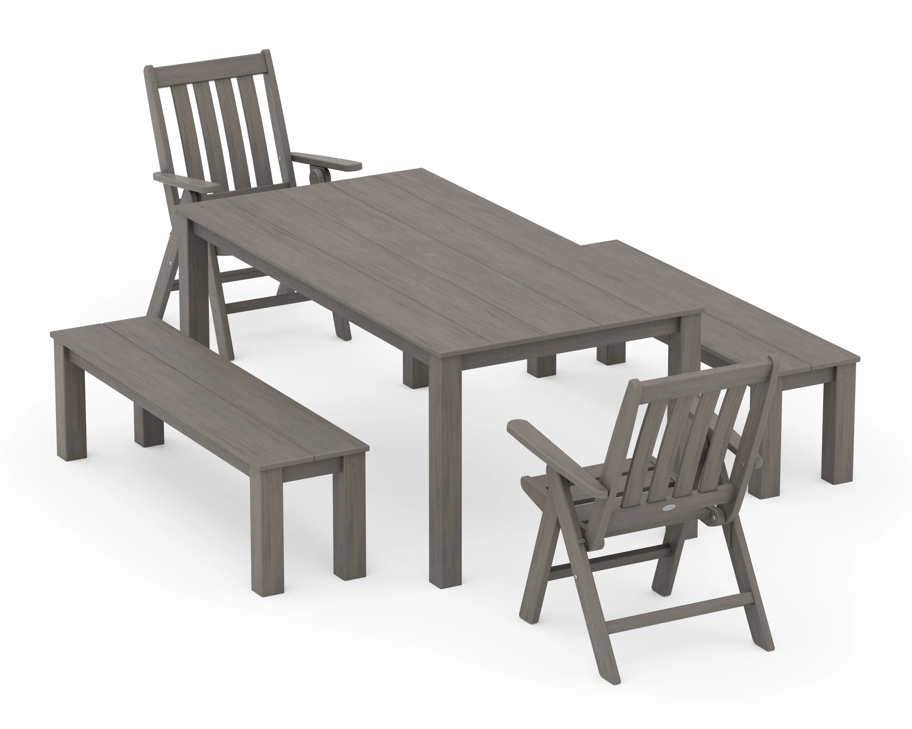 Vineyard Folding Chair 5-Piece Parsons Dining Set with Benches - Image 11