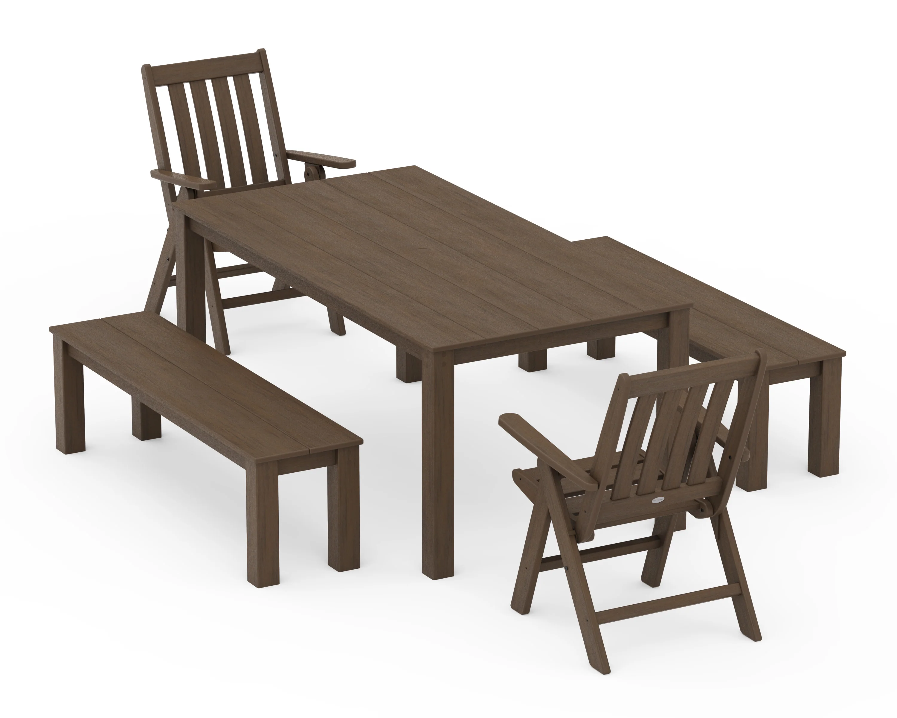 Vineyard Folding Chair 5-Piece Parsons Dining Set with Benches - Image 12
