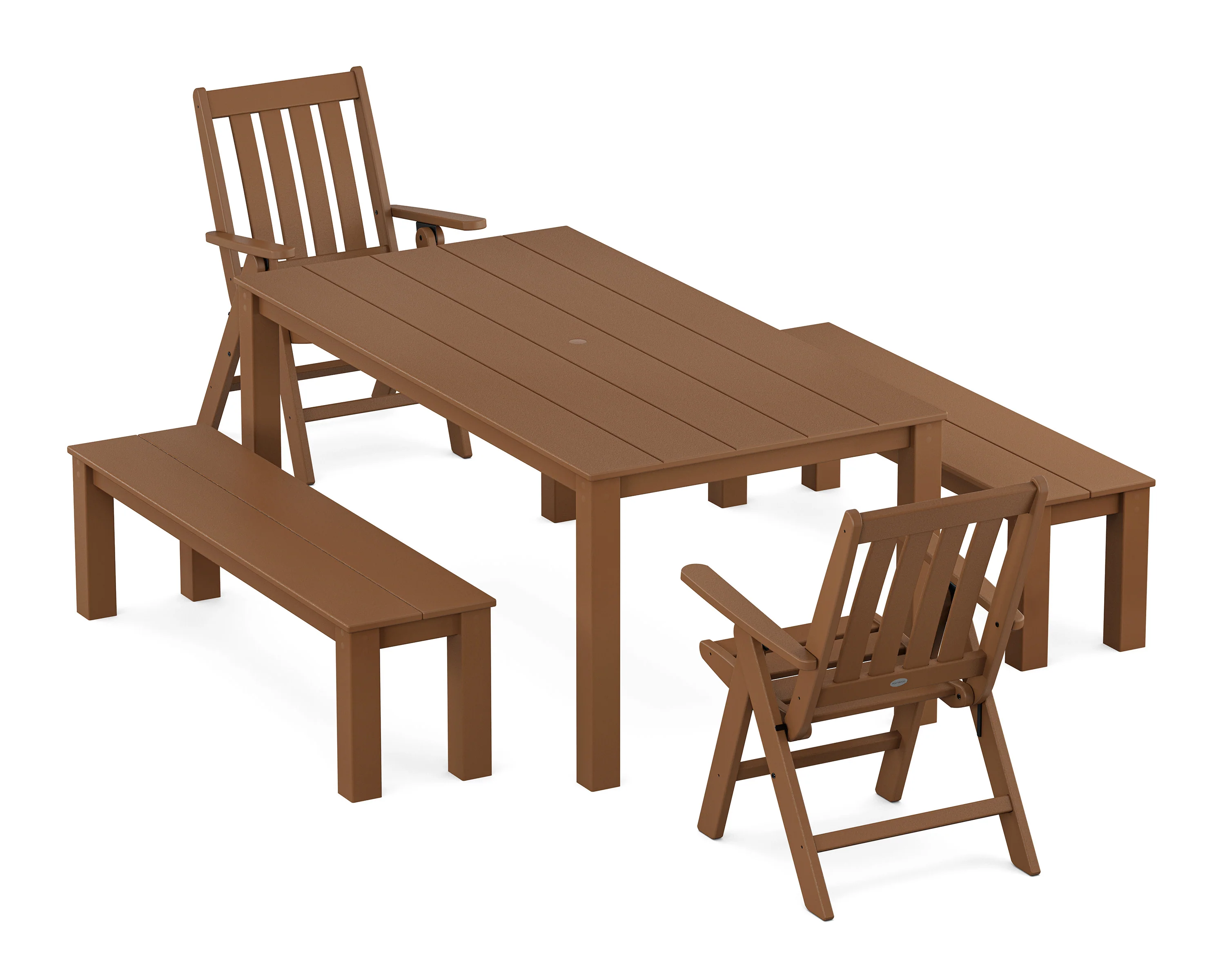 Vineyard Folding Chair 5-Piece Parsons Dining Set with Benches - Image 4