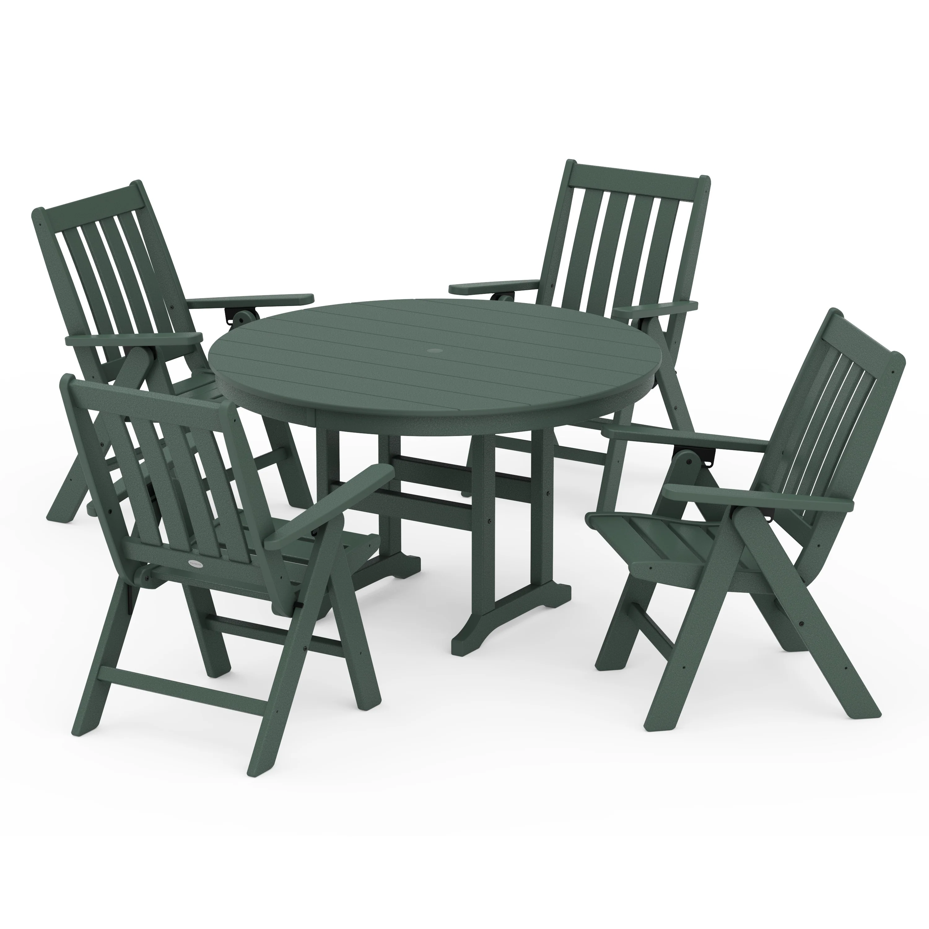 Vineyard Folding Chair 5-Piece Round Farmhouse Dining Set - Image 10