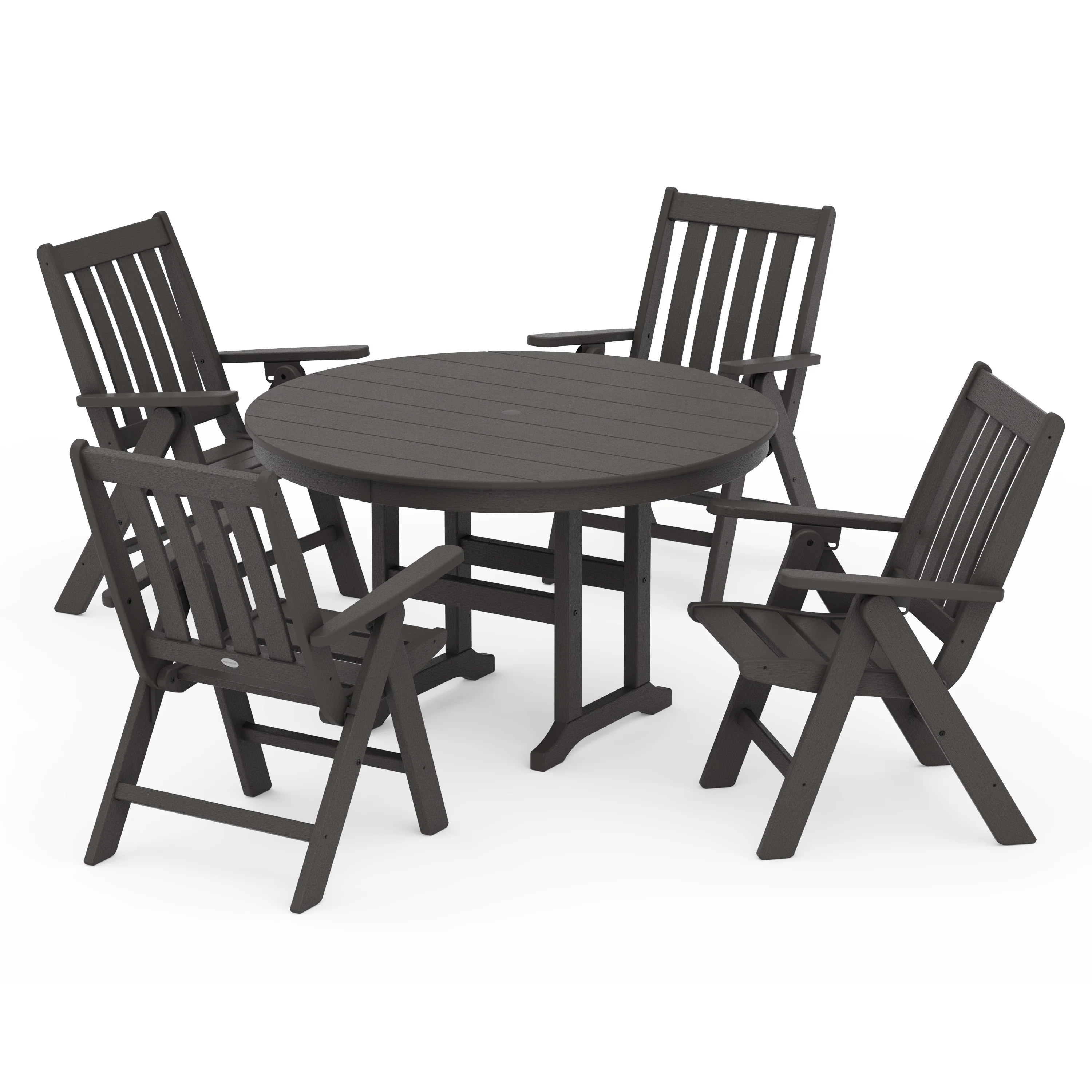 Vineyard Folding Chair 5-Piece Round Farmhouse Dining Set - Image 11