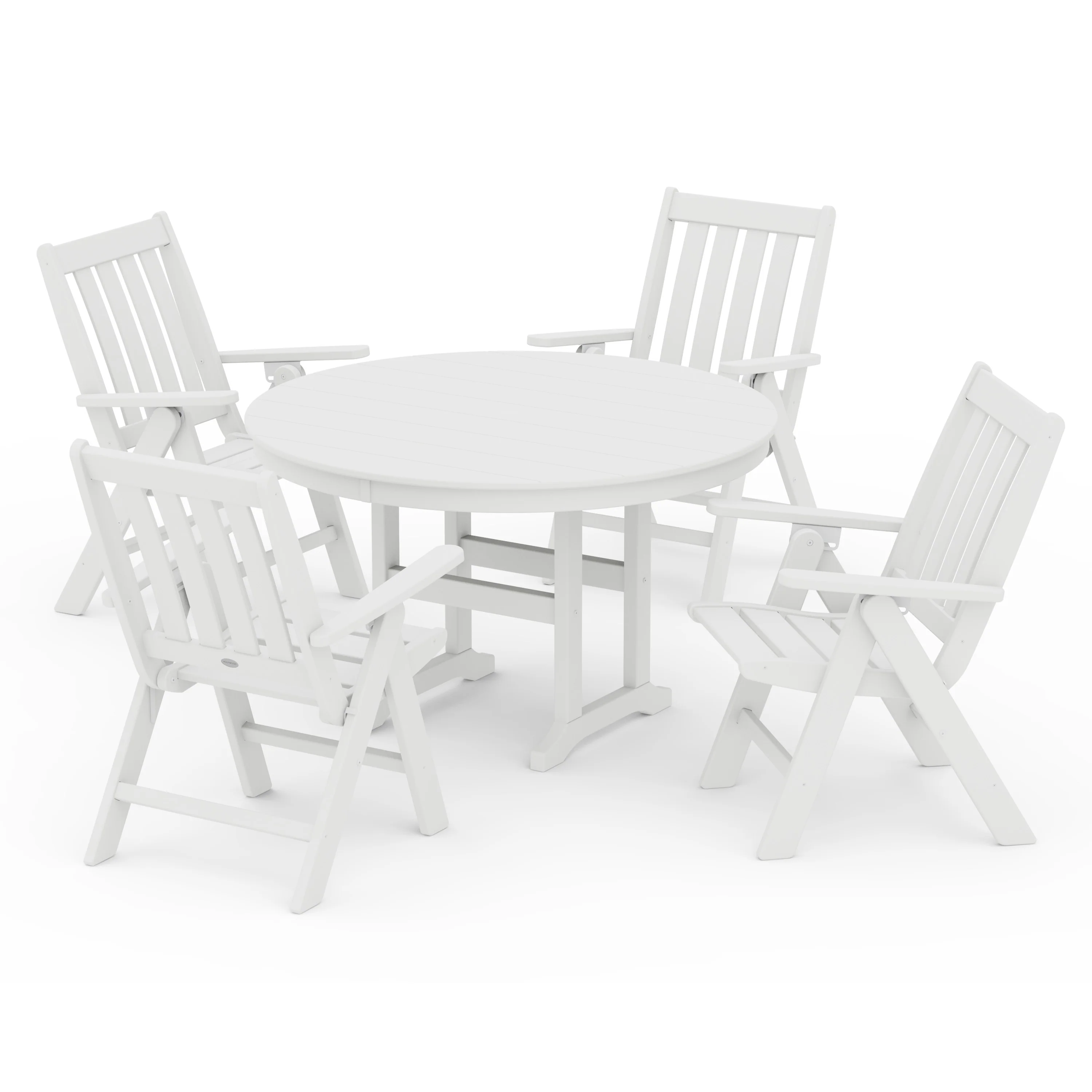 Vineyard Folding Chair 5-Piece Round Farmhouse Dining Set - Image 12
