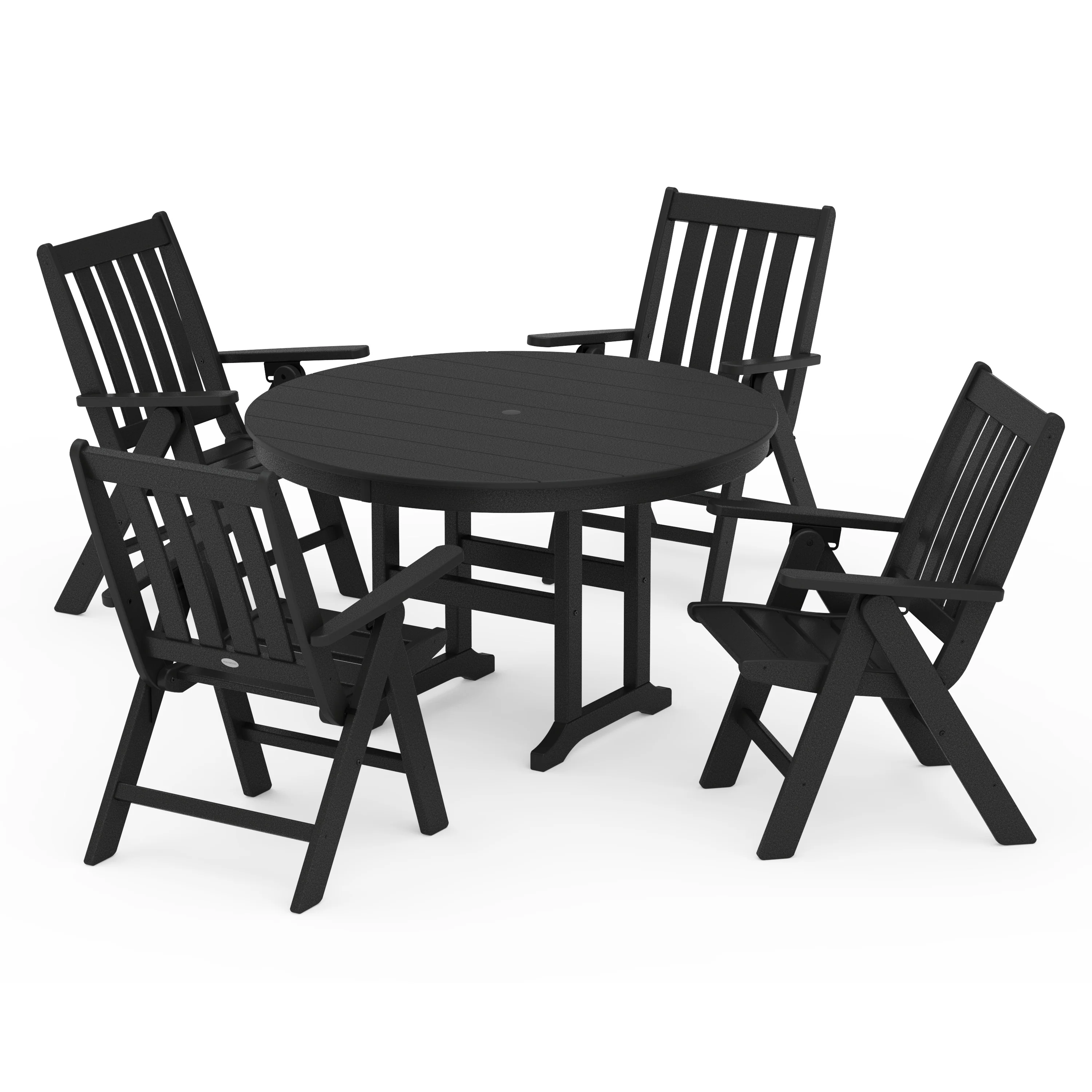 Vineyard Folding Chair 5-Piece Round Farmhouse Dining Set - Image 4