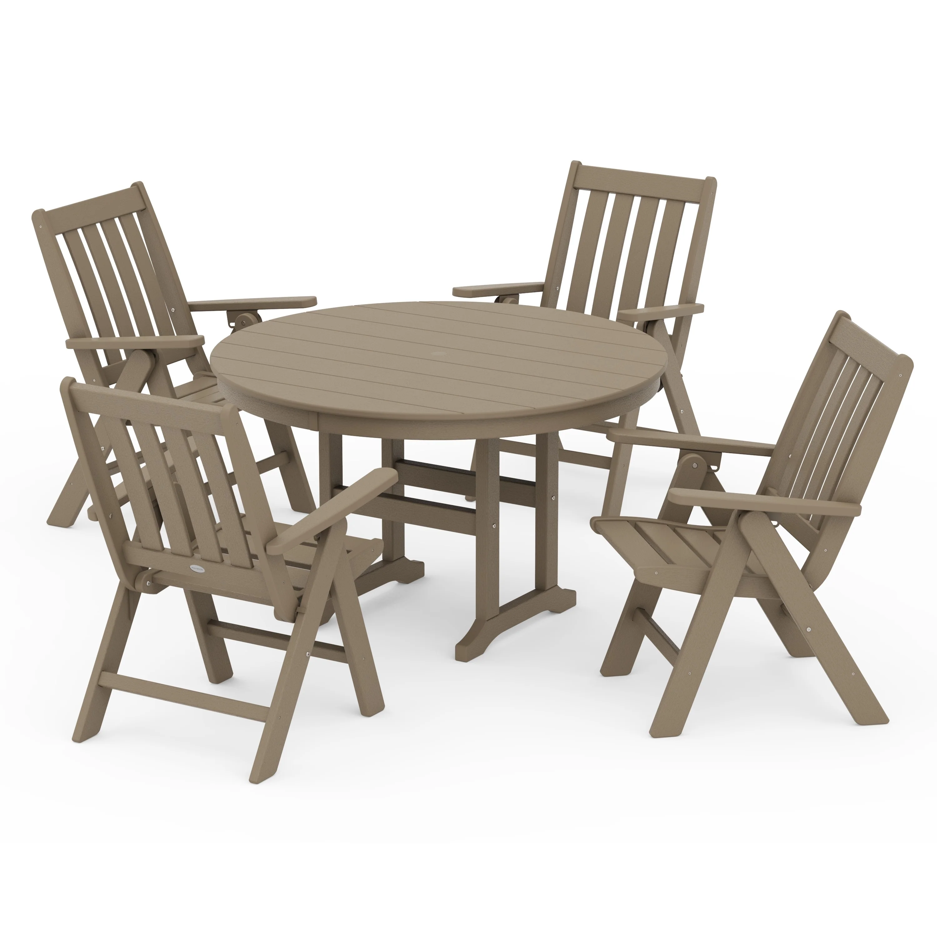 Vineyard Folding Chair 5-Piece Round Farmhouse Dining Set - Image 6