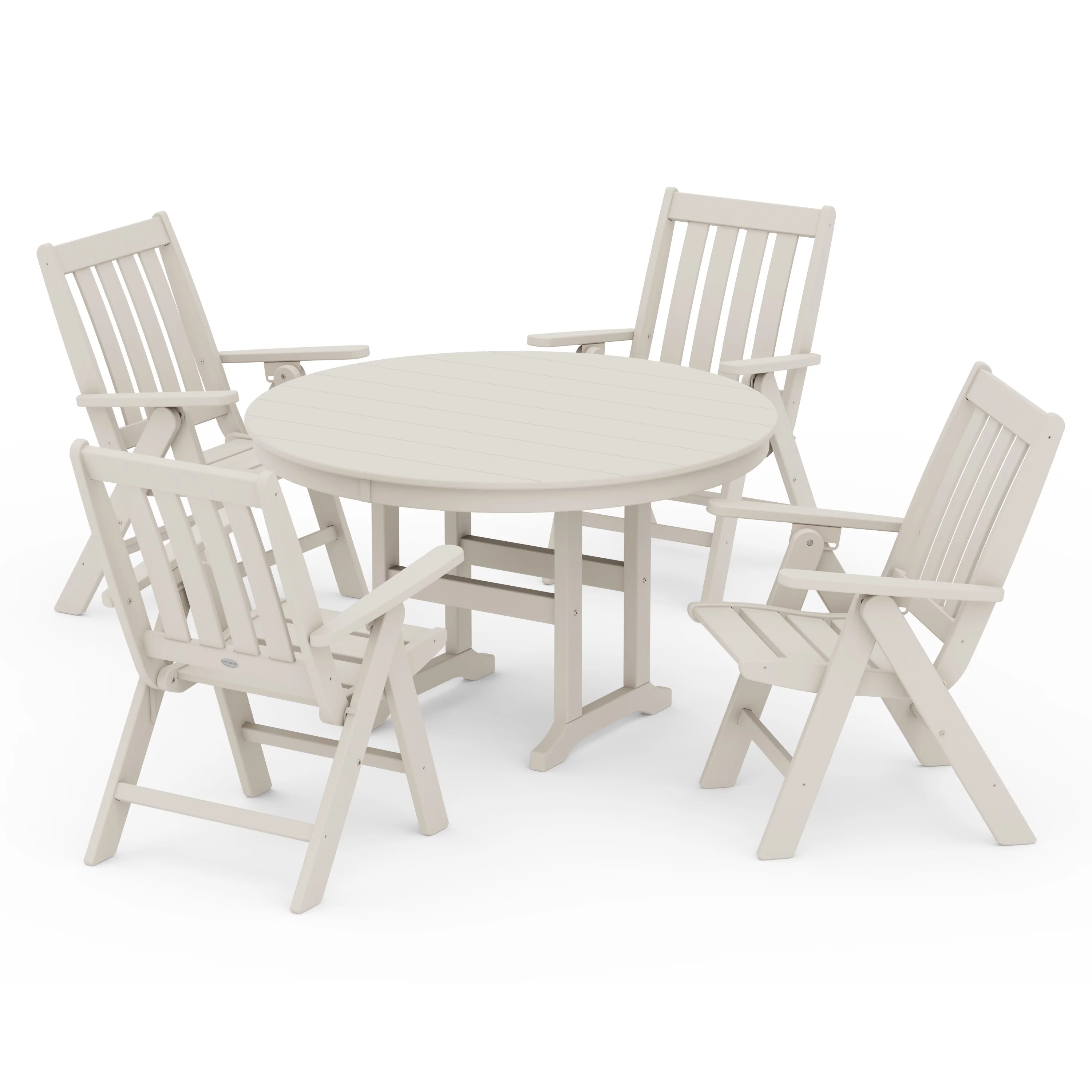 Vineyard Folding Chair 5-Piece Round Farmhouse Dining Set - Image 7