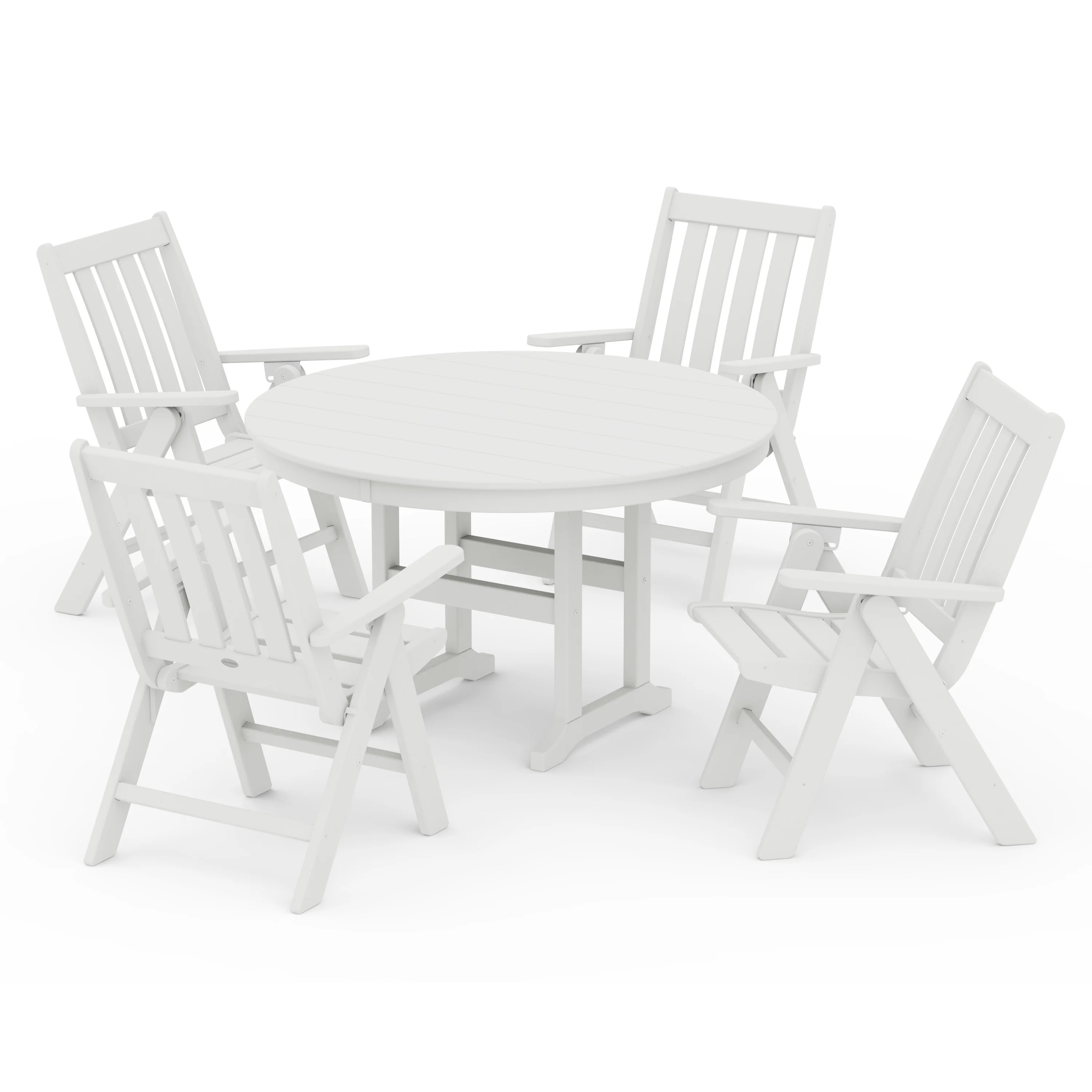 Vineyard Folding Chair 5-Piece Round Farmhouse Dining Set - Image 8