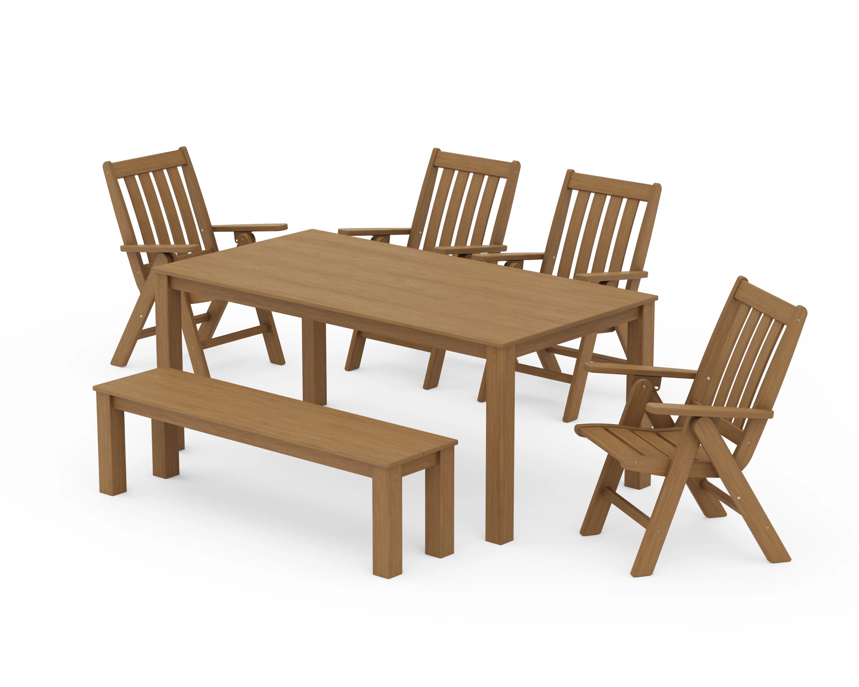 Vineyard Folding Chair 6-Piece Parsons Dining Set with Bench - Image 10