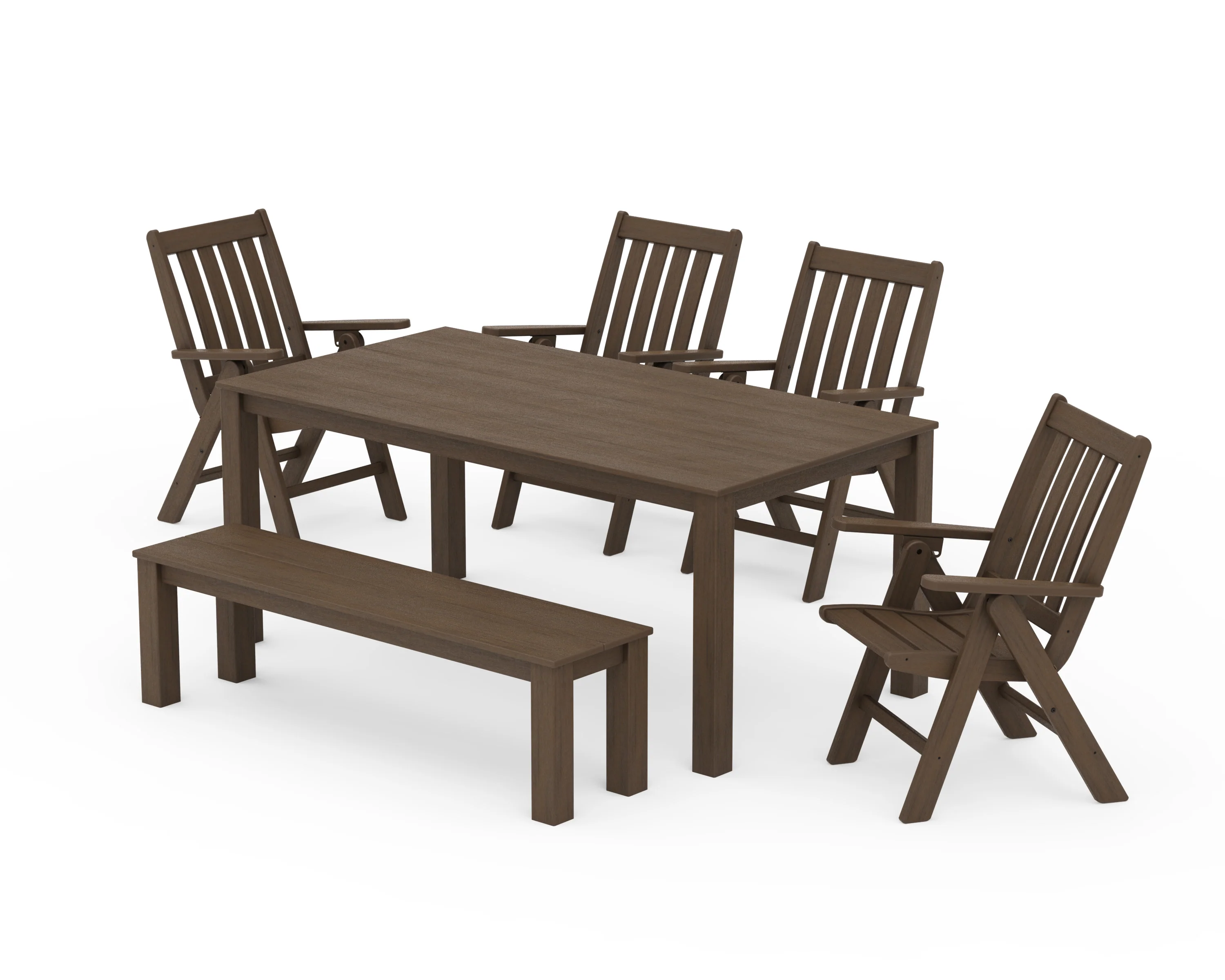 Vineyard Folding Chair 6-Piece Parsons Dining Set with Bench - Image 12