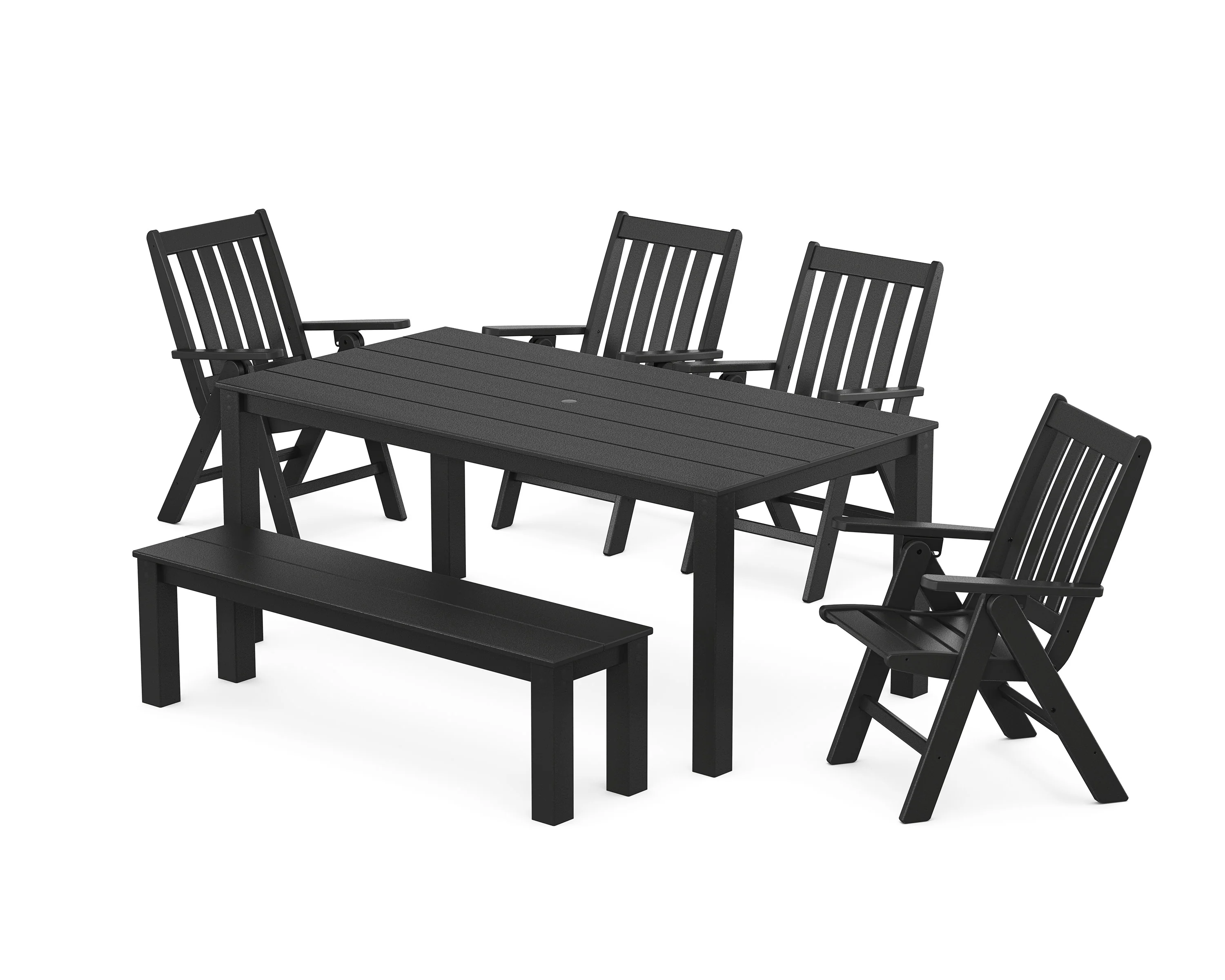 Vineyard Folding Chair 6-Piece Parsons Dining Set with Bench - Image 4