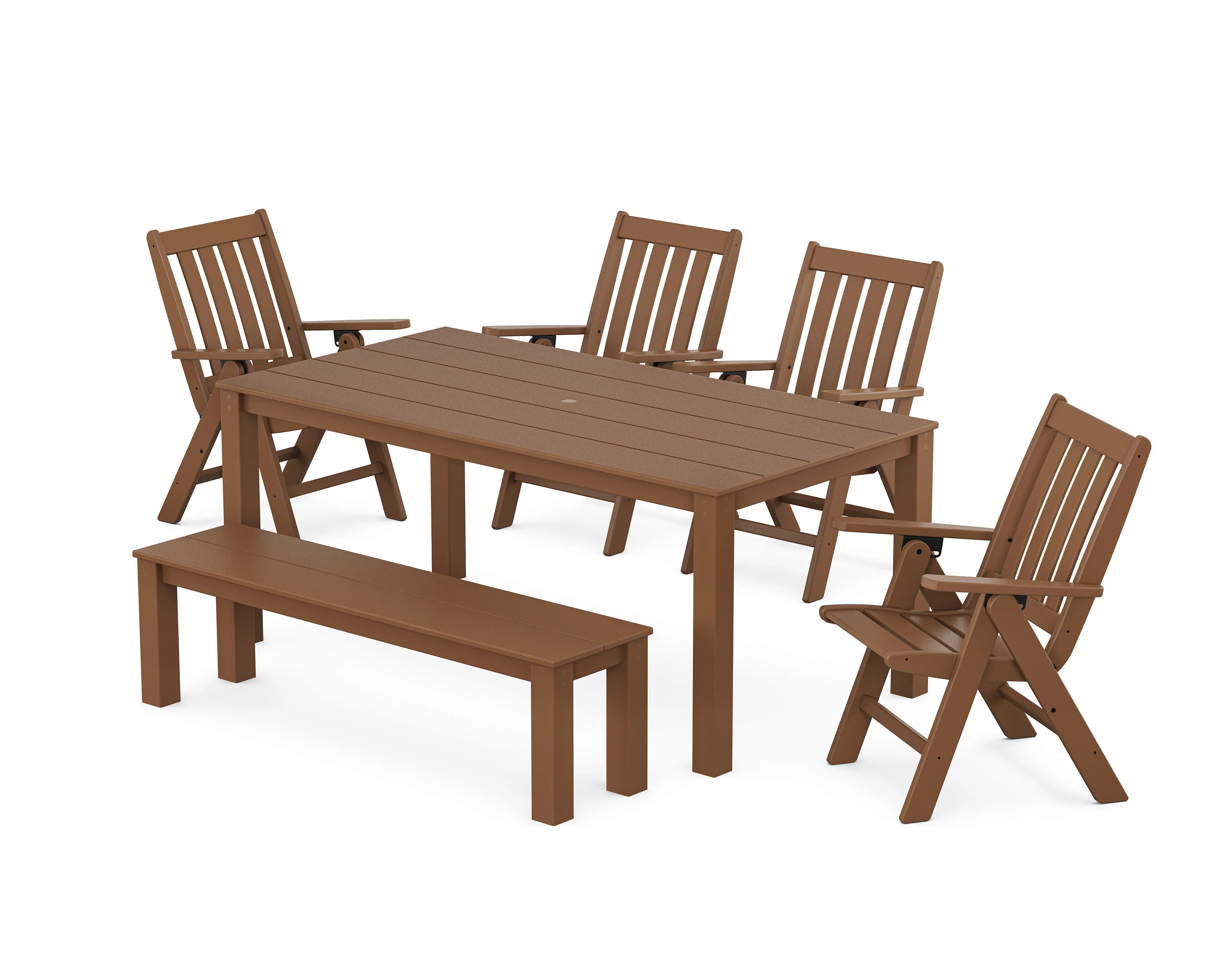 Vineyard Folding Chair 6-Piece Parsons Dining Set with Bench - Image 7