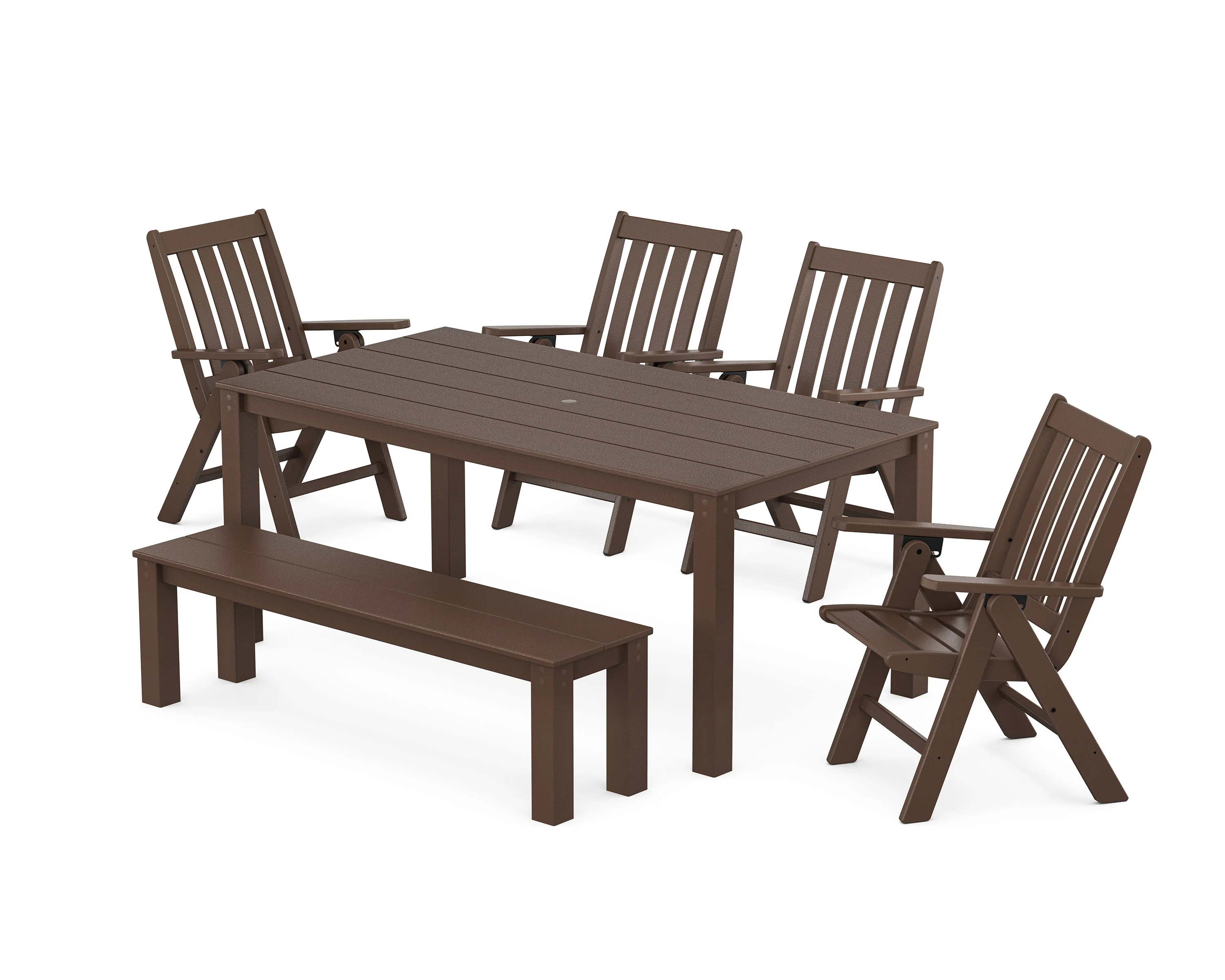 Vineyard Folding Chair 6-Piece Parsons Dining Set with Bench - Image 8