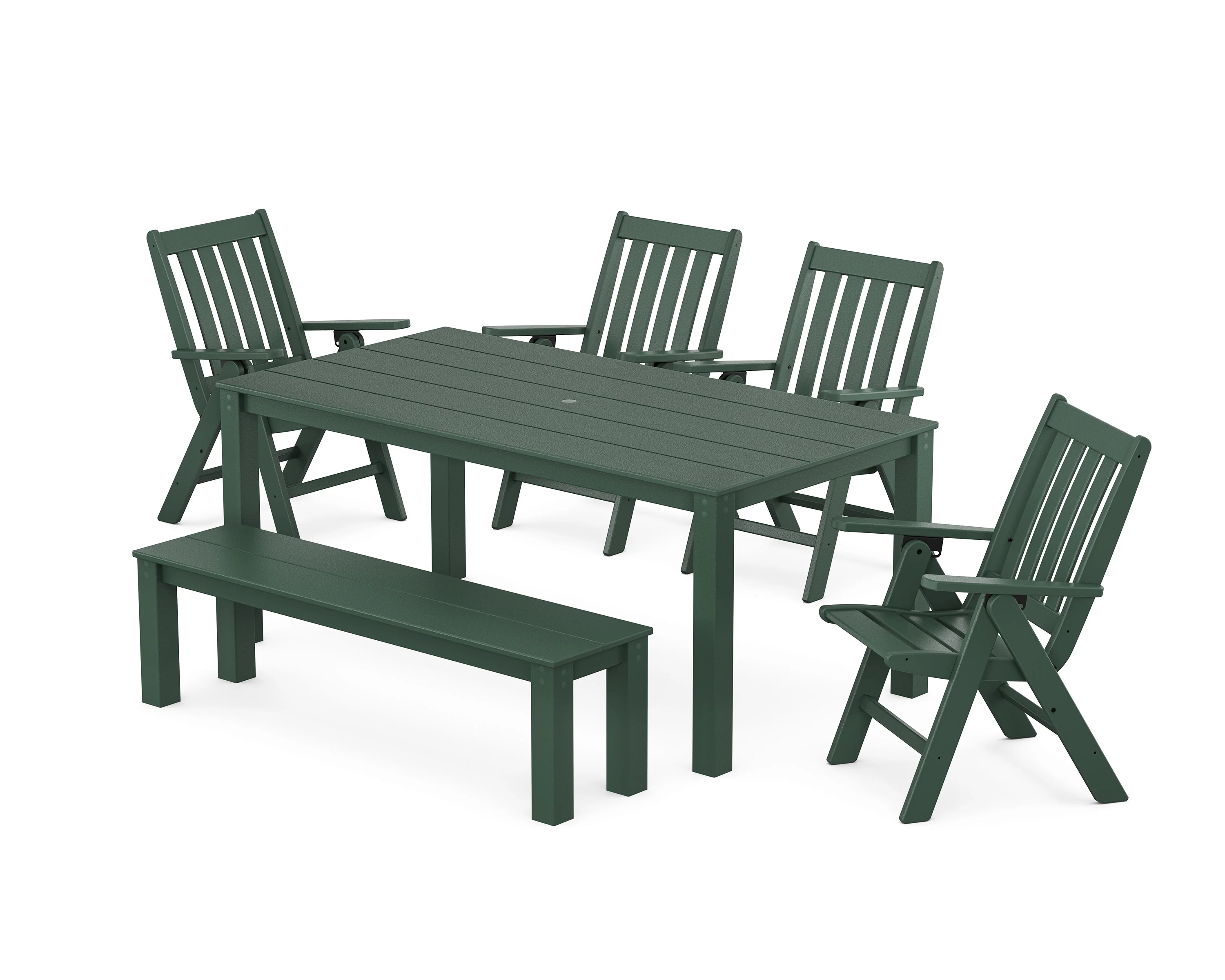 Vineyard Folding Chair 6-Piece Parsons Dining Set with Bench - Image 9