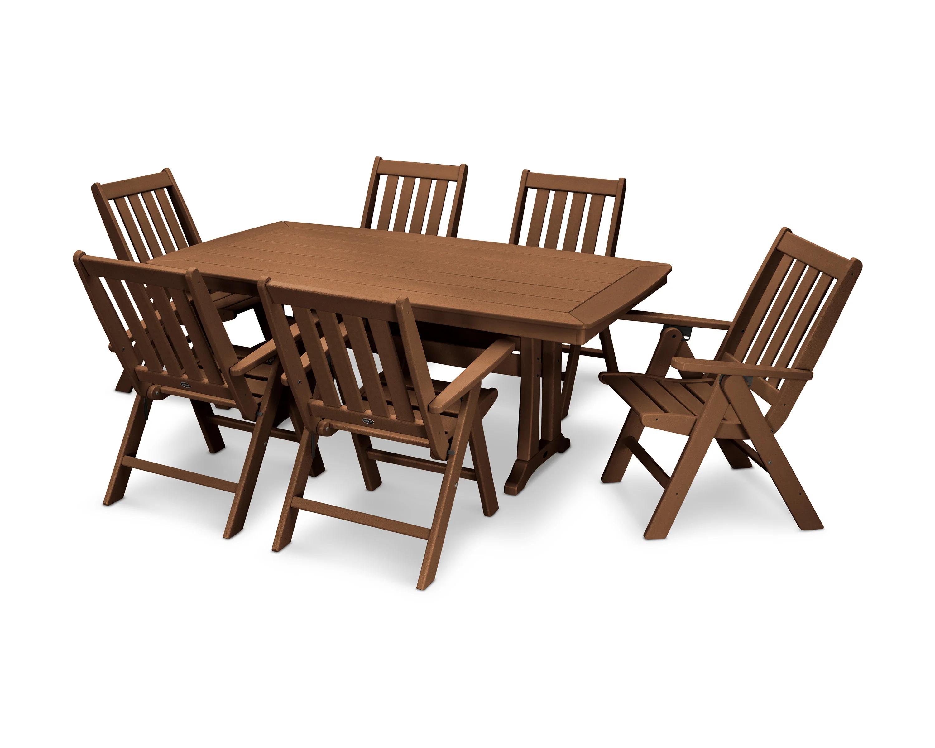 Vineyard Folding Chair 7-Piece Dining Set with Trestle Legs - Image 10