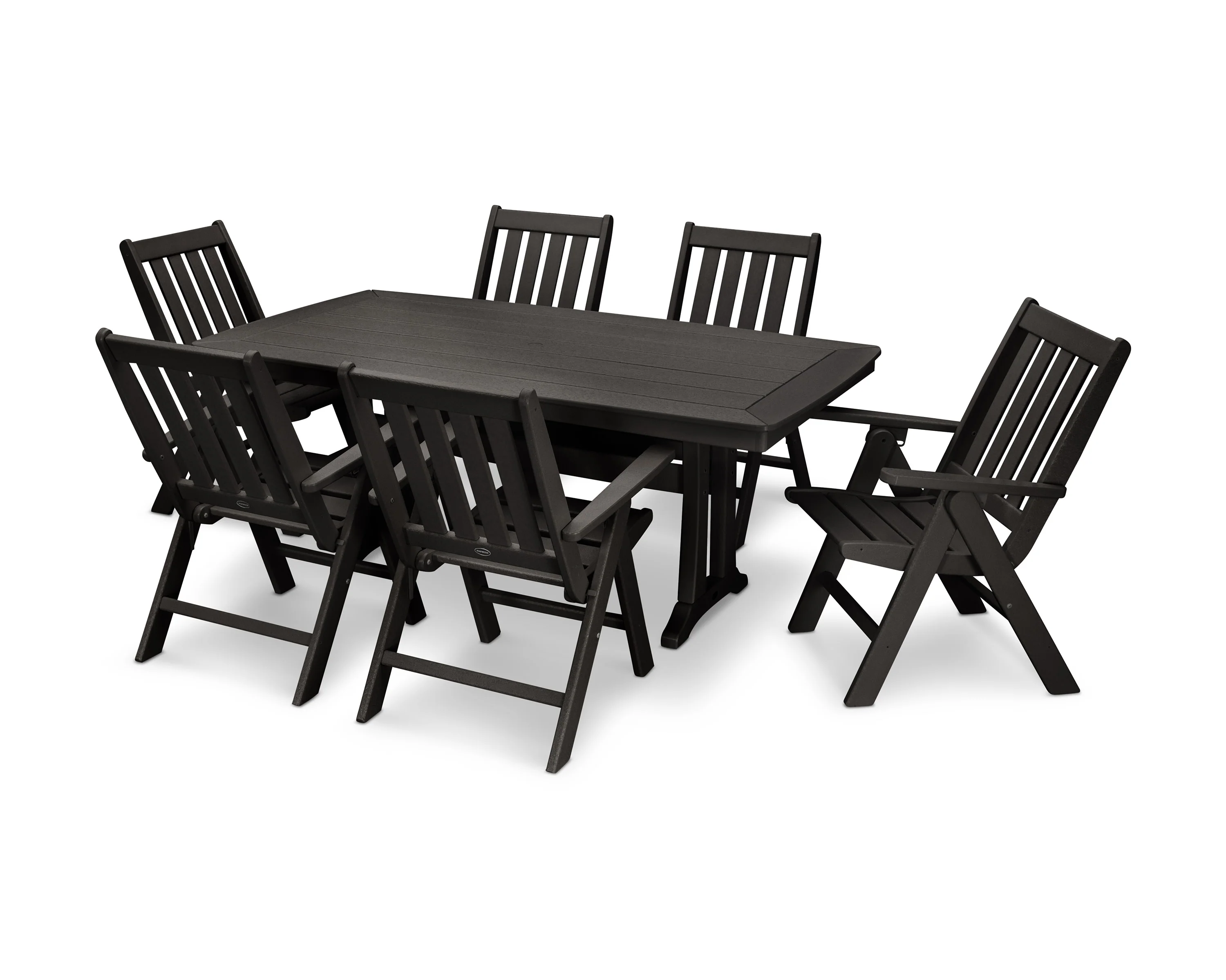 Vineyard Folding Chair 7-Piece Dining Set with Trestle Legs - Image 11