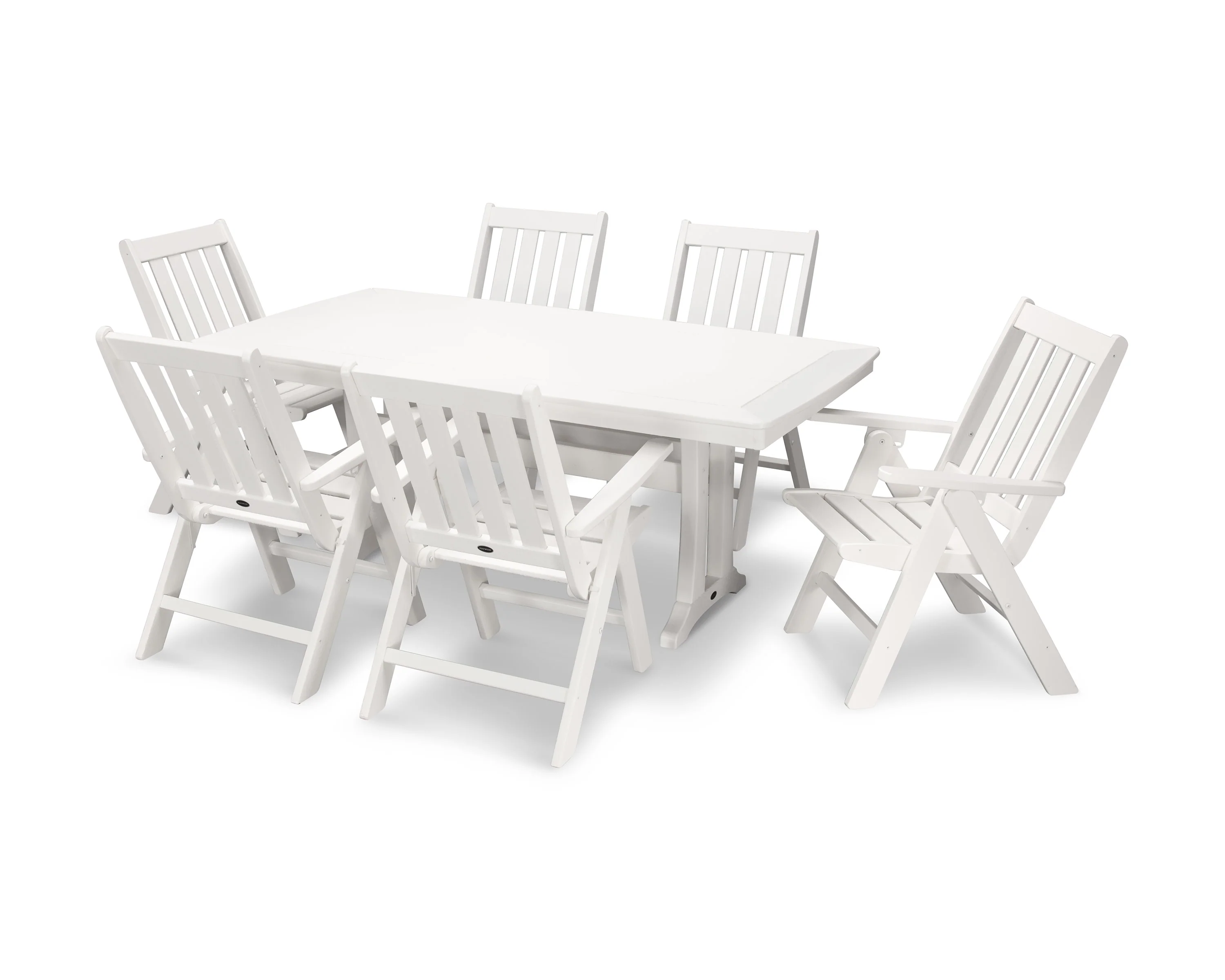 Vineyard Folding Chair 7-Piece Dining Set with Trestle Legs - Image 12