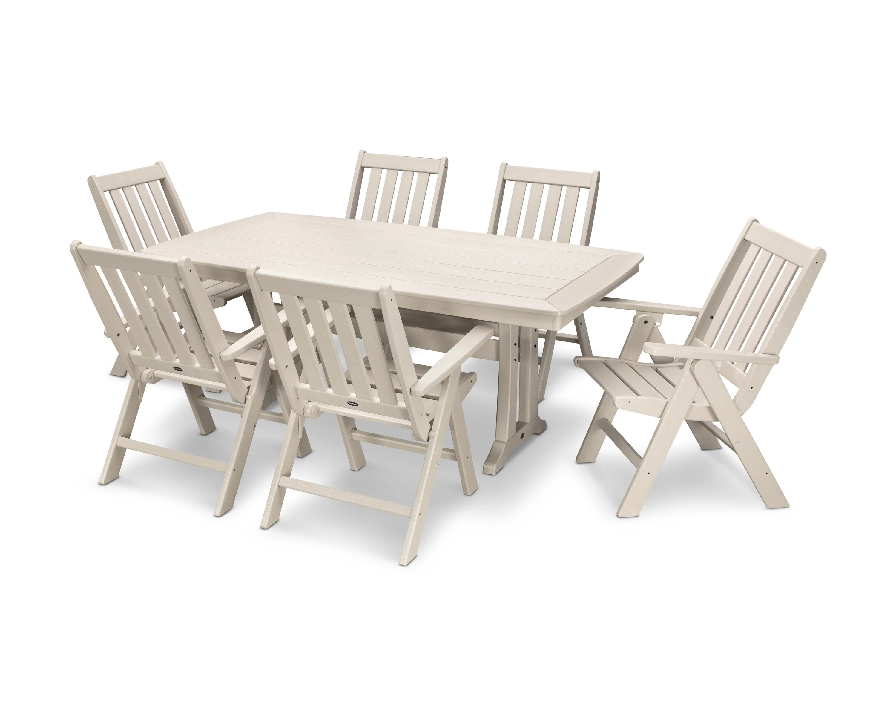 Vineyard Folding Chair 7-Piece Dining Set with Trestle Legs - Image 13