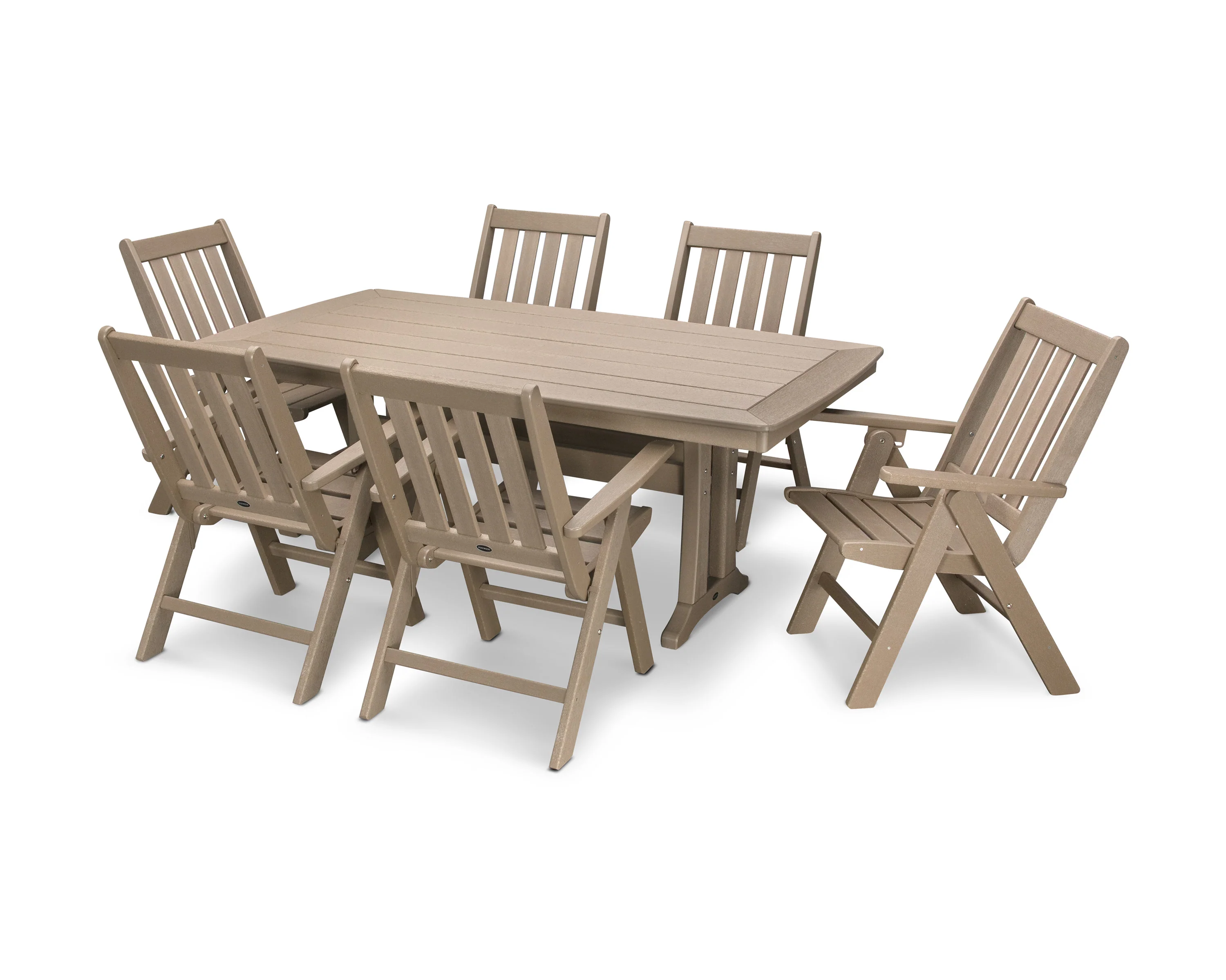 Vineyard Folding Chair 7-Piece Dining Set with Trestle Legs - Image 14
