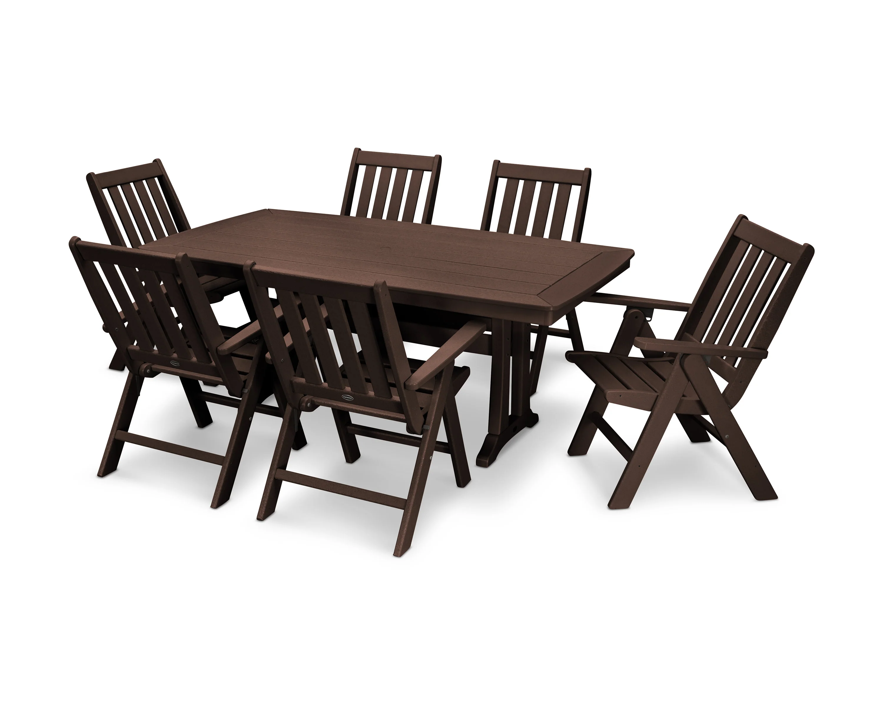 Vineyard Folding Chair 7-Piece Dining Set with Trestle Legs - Image 15