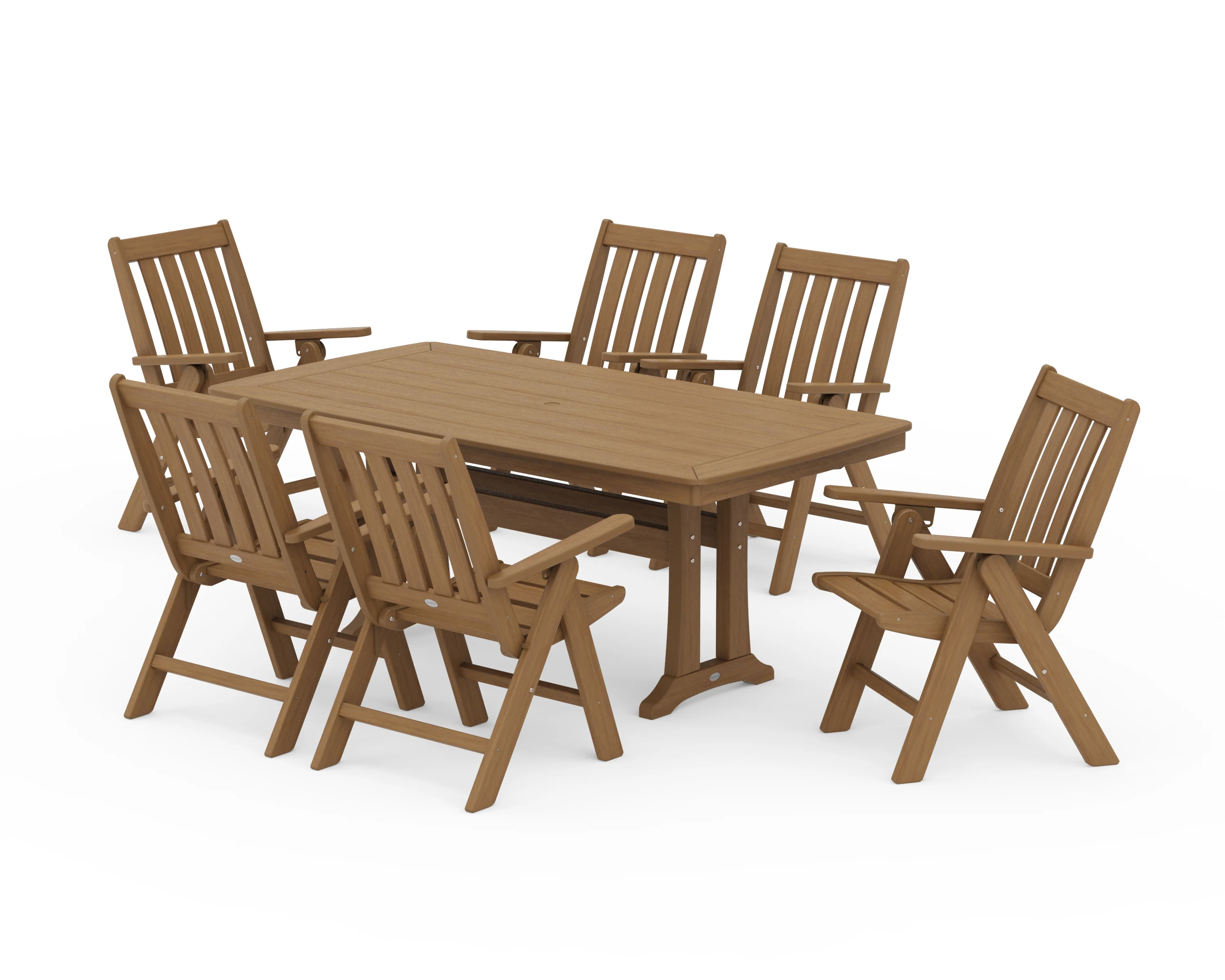 Vineyard Folding Chair 7-Piece Dining Set with Trestle Legs - Image 17