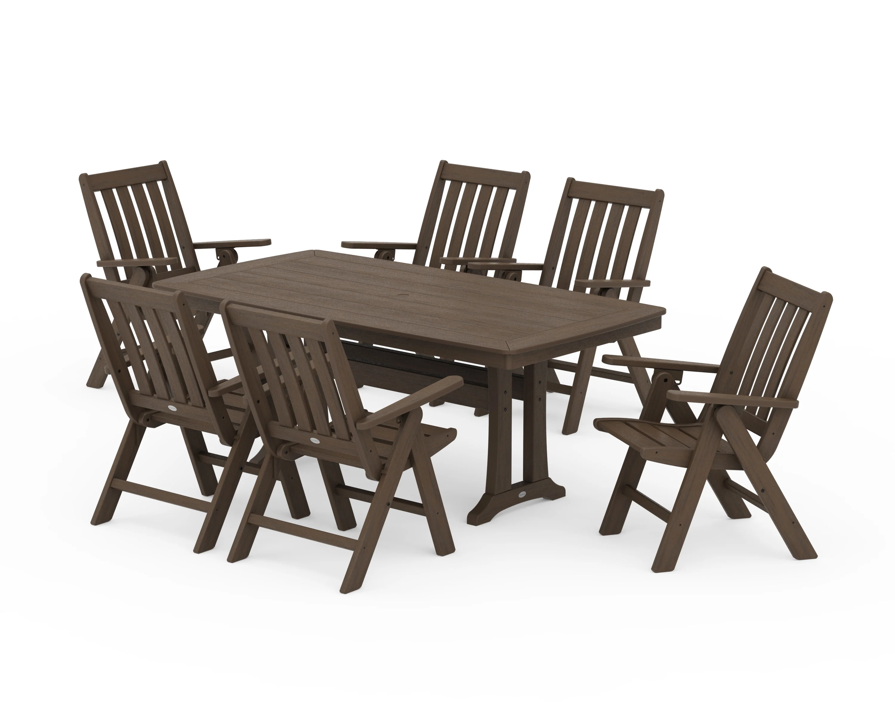 Vineyard Folding Chair 7-Piece Dining Set with Trestle Legs - Image 19