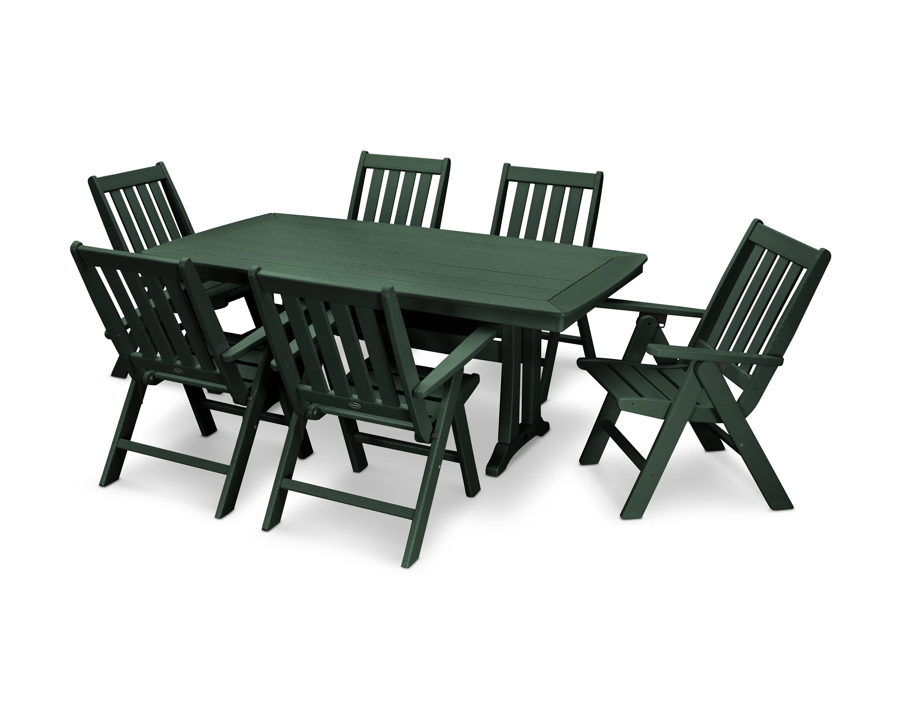 Vineyard Folding Chair 7-Piece Dining Set with Trestle Legs - Image 8
