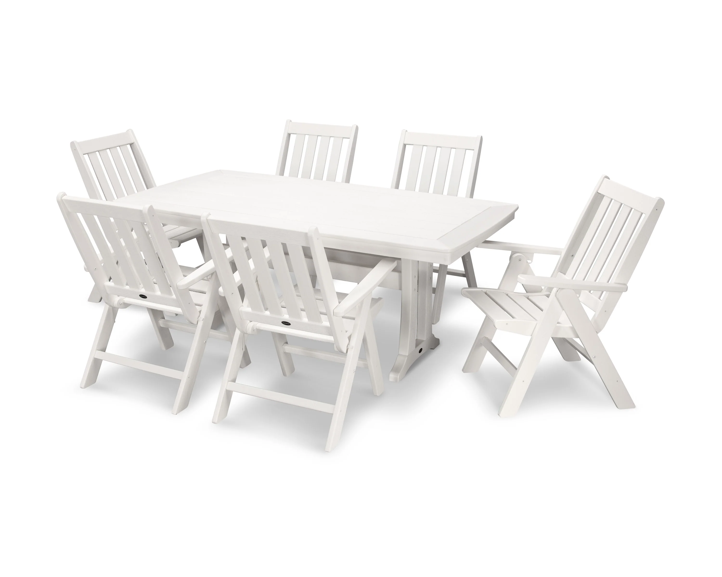 Vineyard Folding Chair 7-Piece Dining Set with Trestle Legs - Image 9