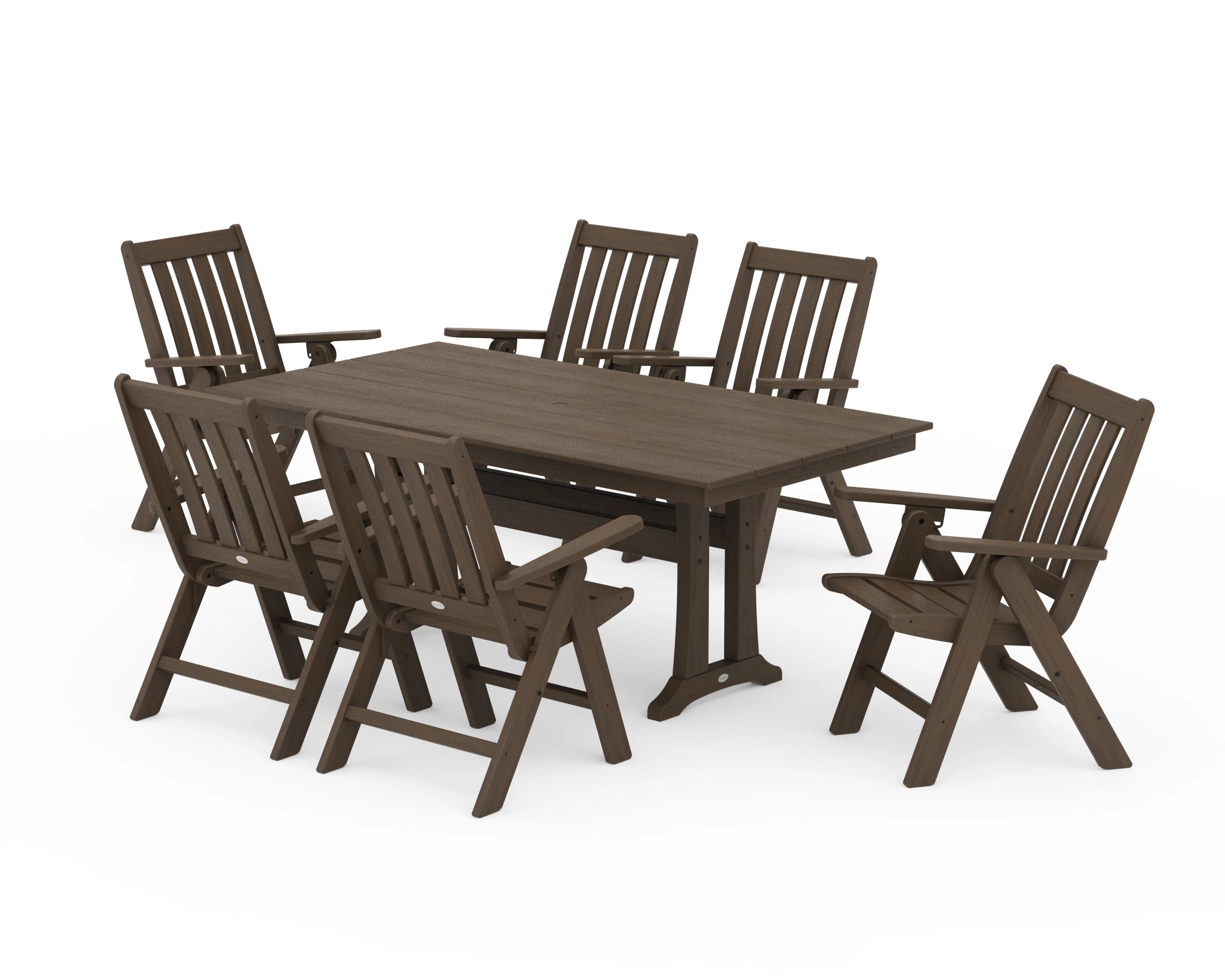 Vineyard Folding Chair 7-Piece Farmhouse Dining Set with Trestle Legs - Image 13