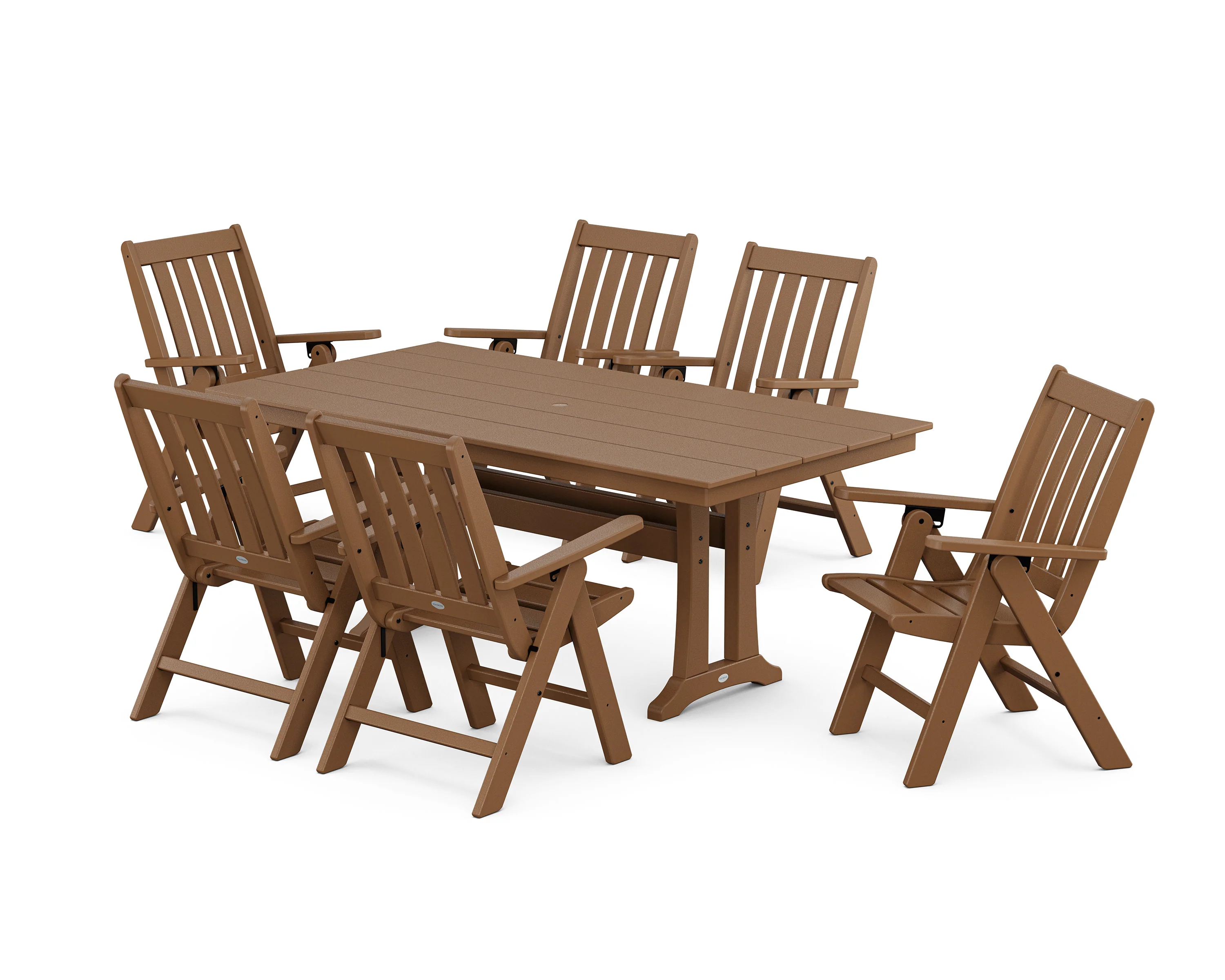 Vineyard Folding Chair 7-Piece Farmhouse Dining Set with Trestle Legs - Image 6