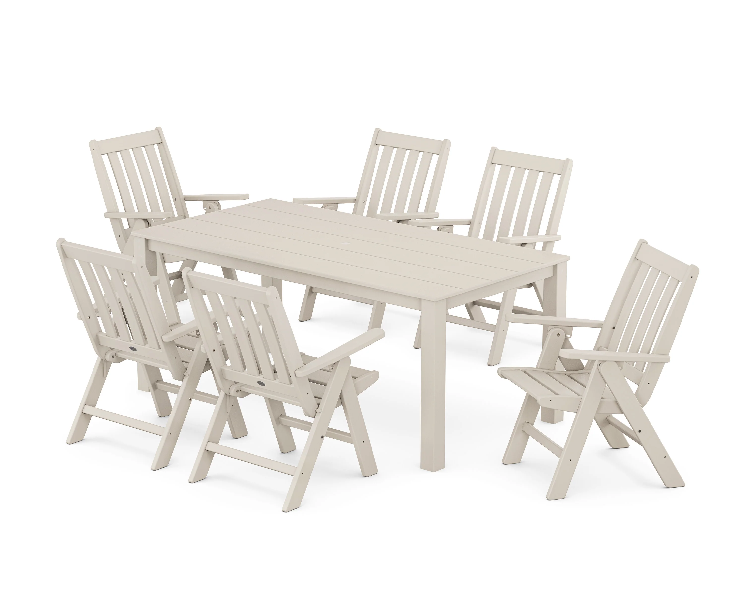 Vineyard Folding Chair 7-Piece Parsons Dining Set - Image 4
