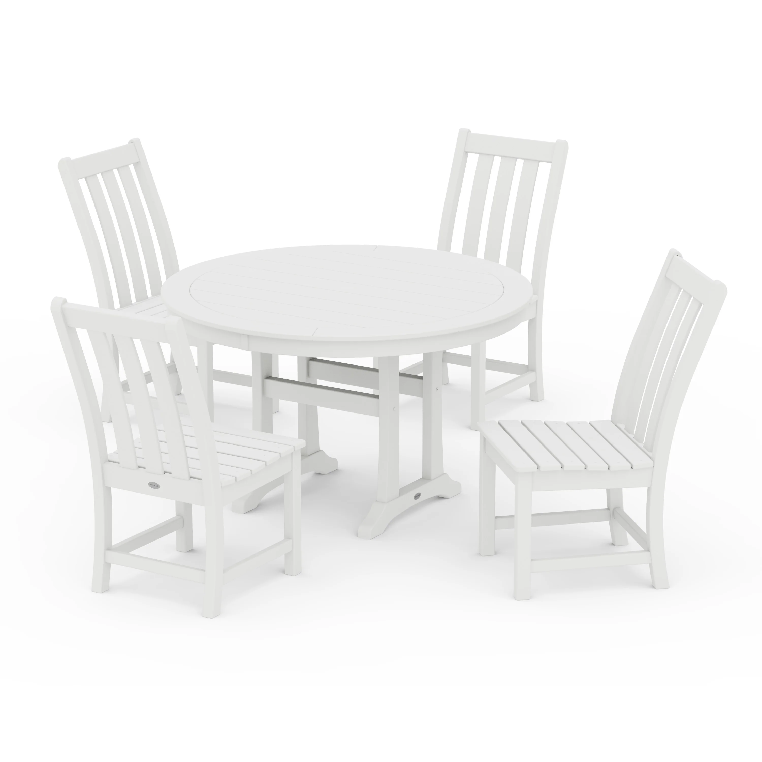 Vineyard Side Chair 5-Piece Round Dining Set With Trestle Legs - Image 12