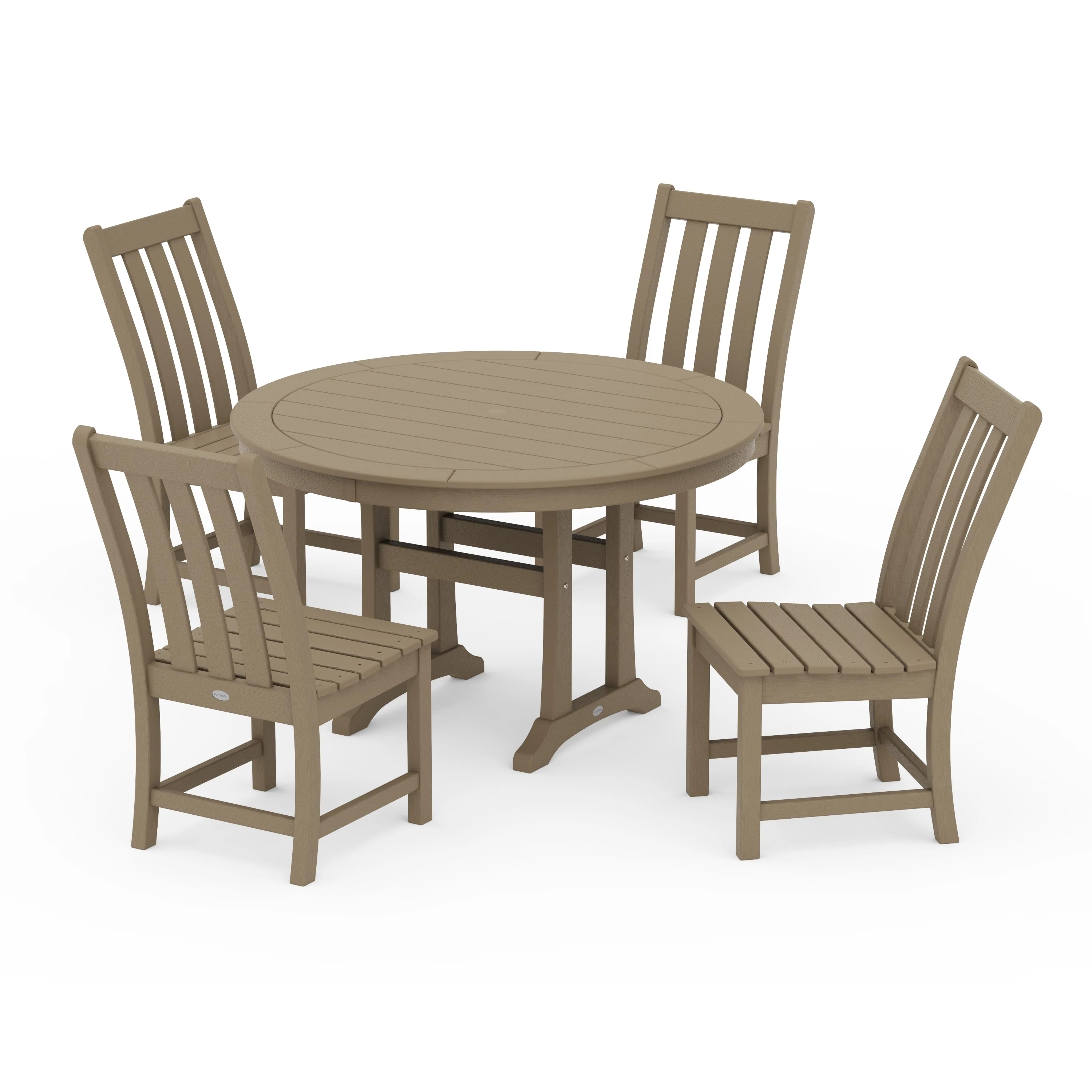 Vineyard Side Chair 5-Piece Round Dining Set With Trestle Legs - Image 14