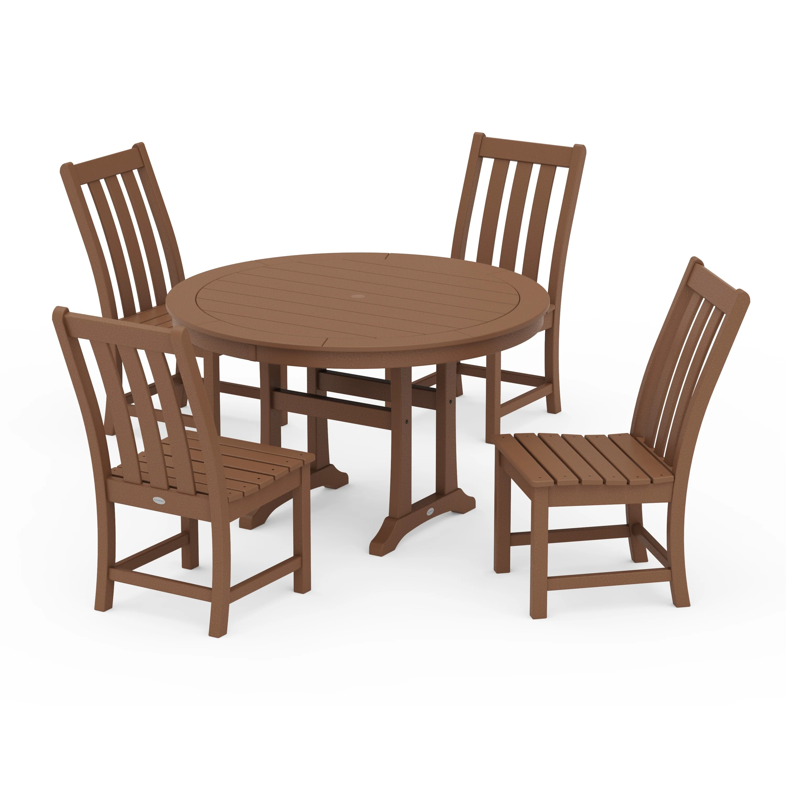 Vineyard Side Chair 5-Piece Round Dining Set With Trestle Legs - Image 15