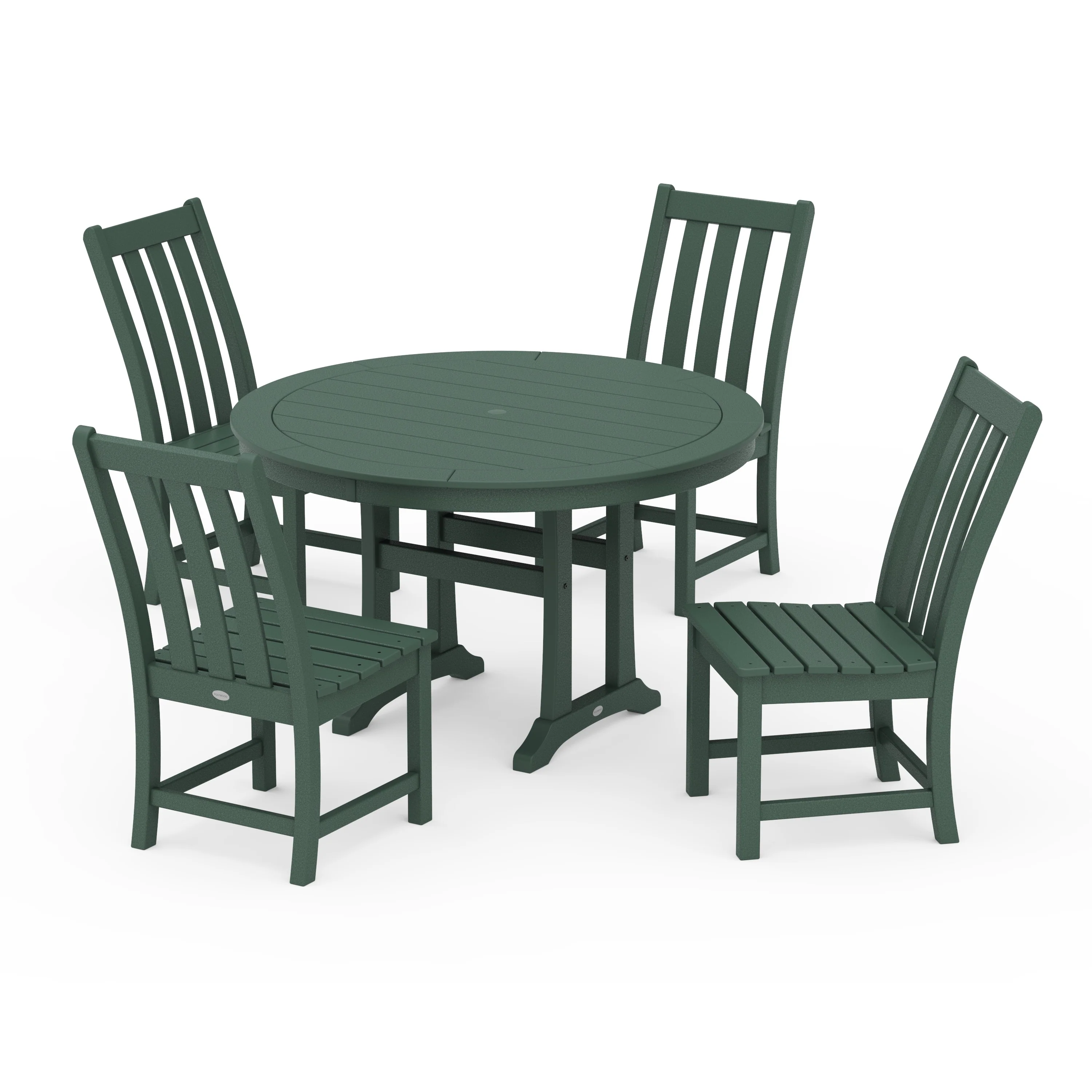 Vineyard Side Chair 5-Piece Round Dining Set With Trestle Legs - Image 4