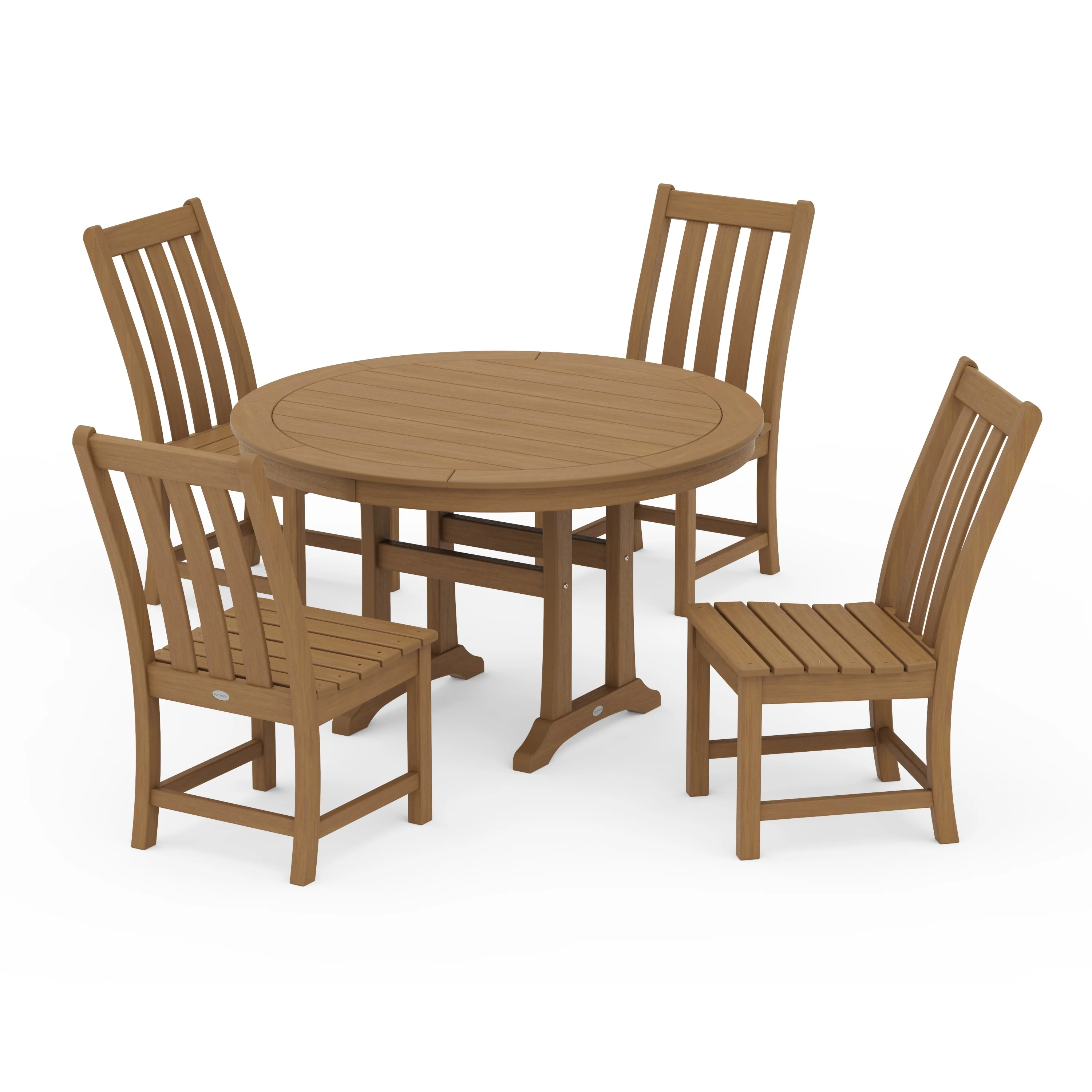 Vineyard Side Chair 5-Piece Round Dining Set With Trestle Legs - Image 6