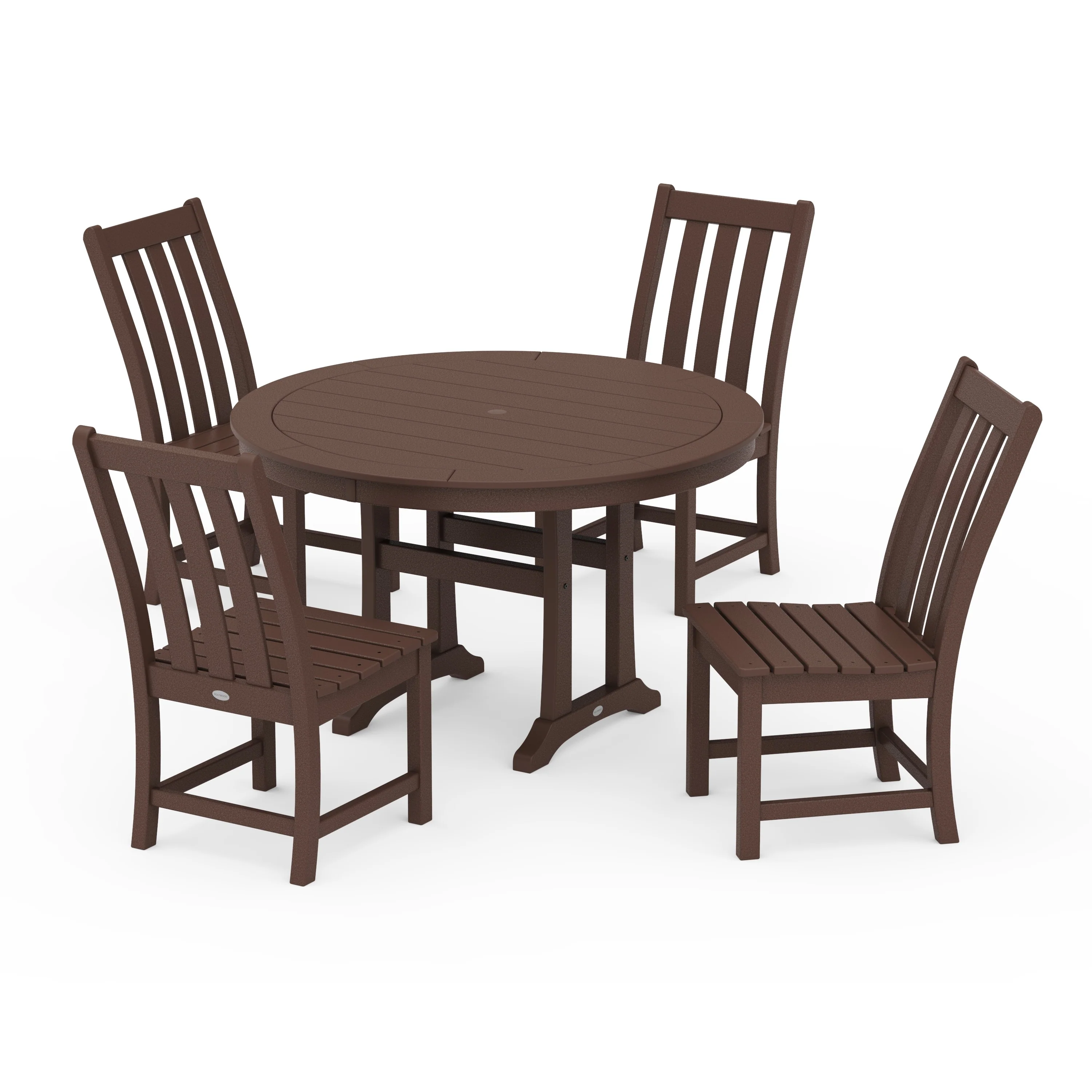 Vineyard Side Chair 5-Piece Round Dining Set With Trestle Legs - Image 8