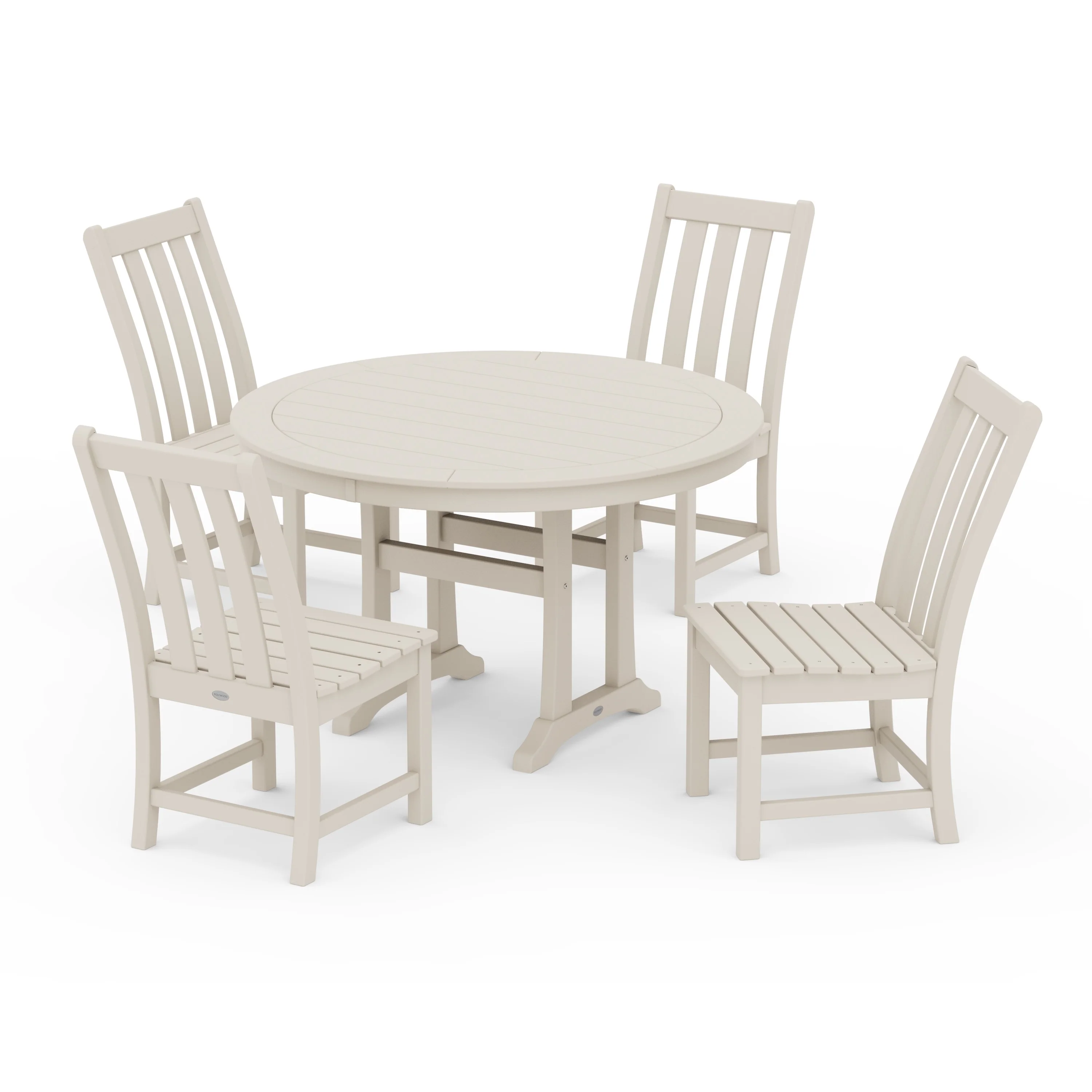 Vineyard Side Chair 5-Piece Round Dining Set With Trestle Legs - Image 9