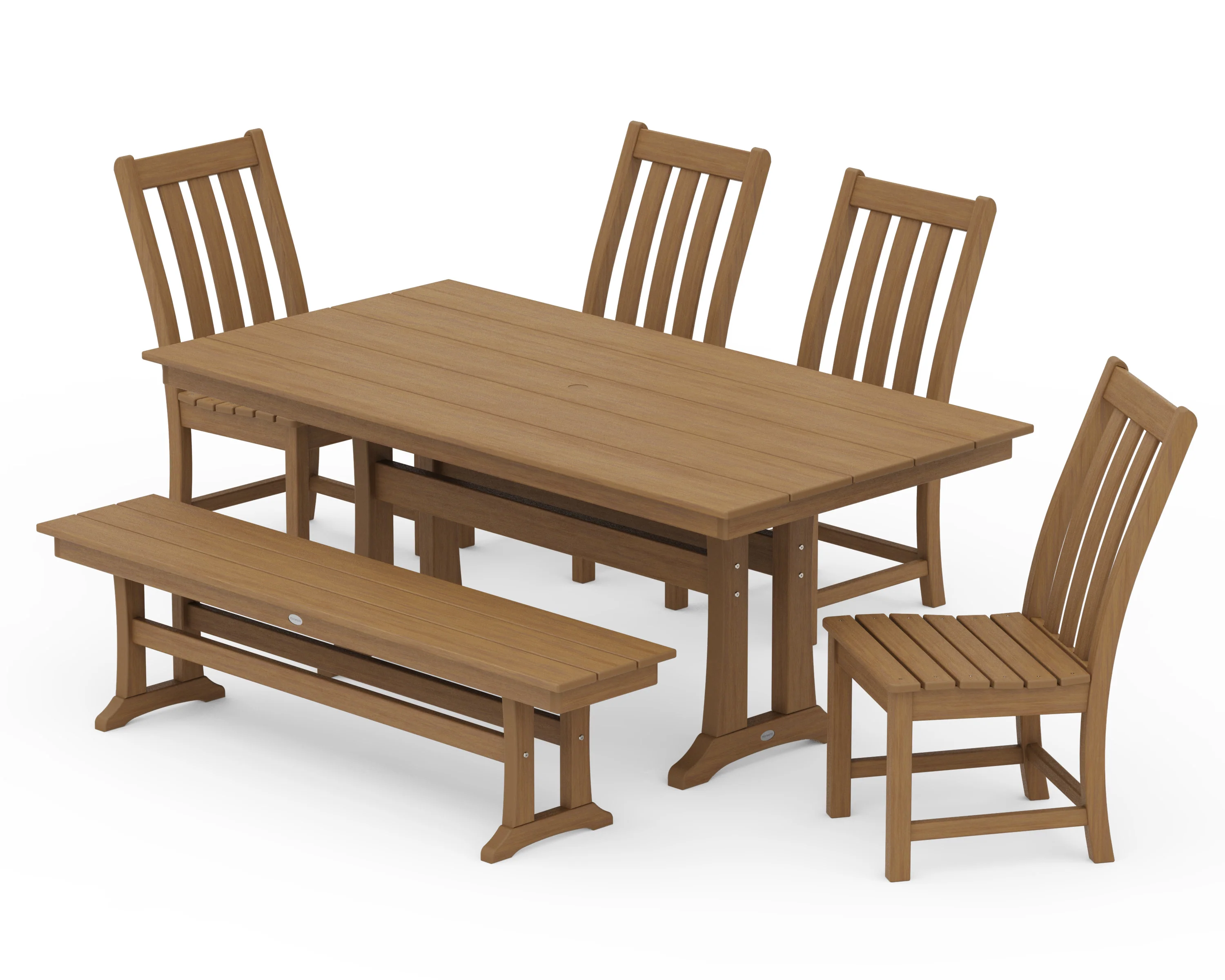 Vineyard Side Chair 6-Piece Farmhouse Dining Set with Trestle Legs and Bench - Image 10