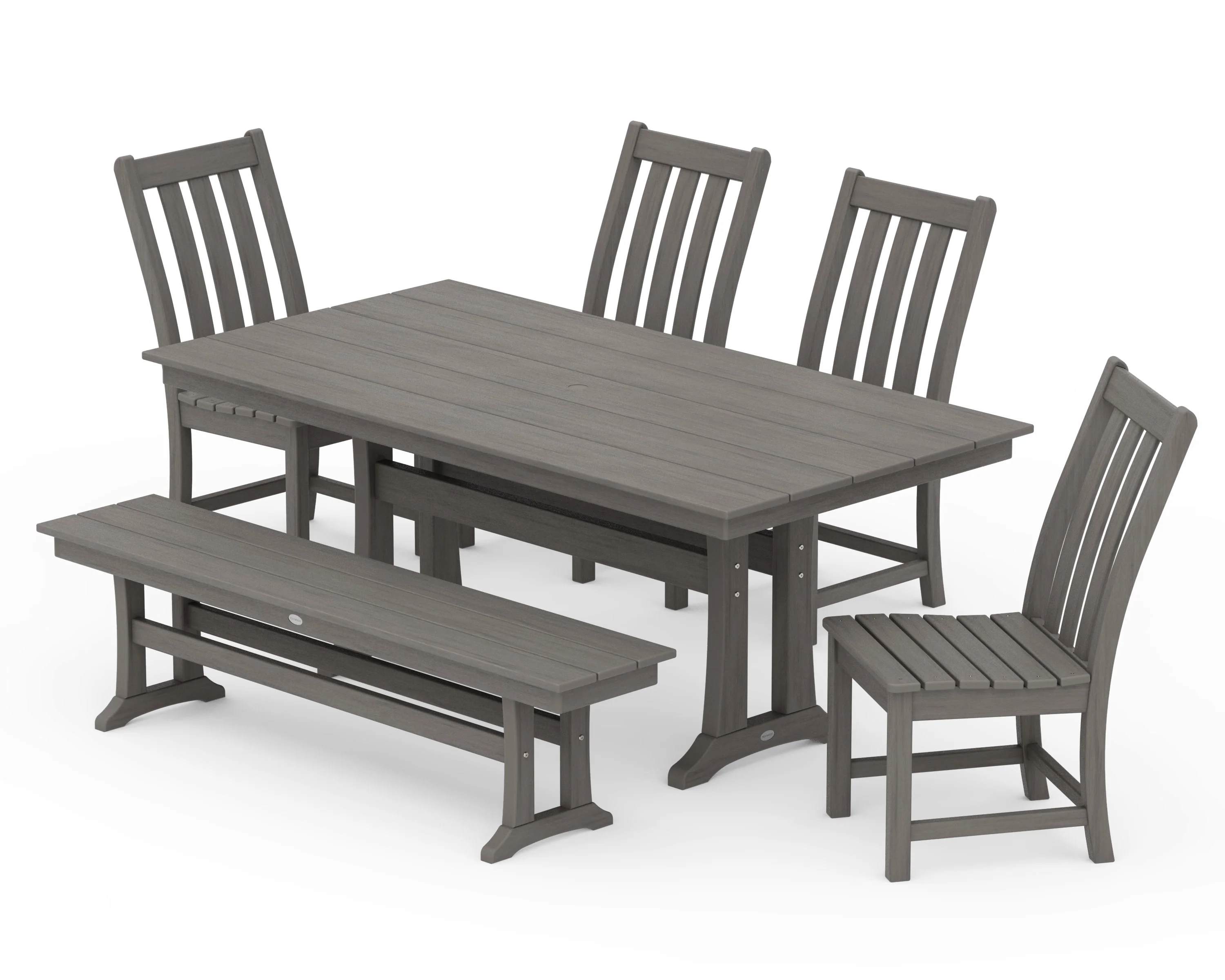 Vineyard Side Chair 6-Piece Farmhouse Dining Set with Trestle Legs and Bench - Image 11